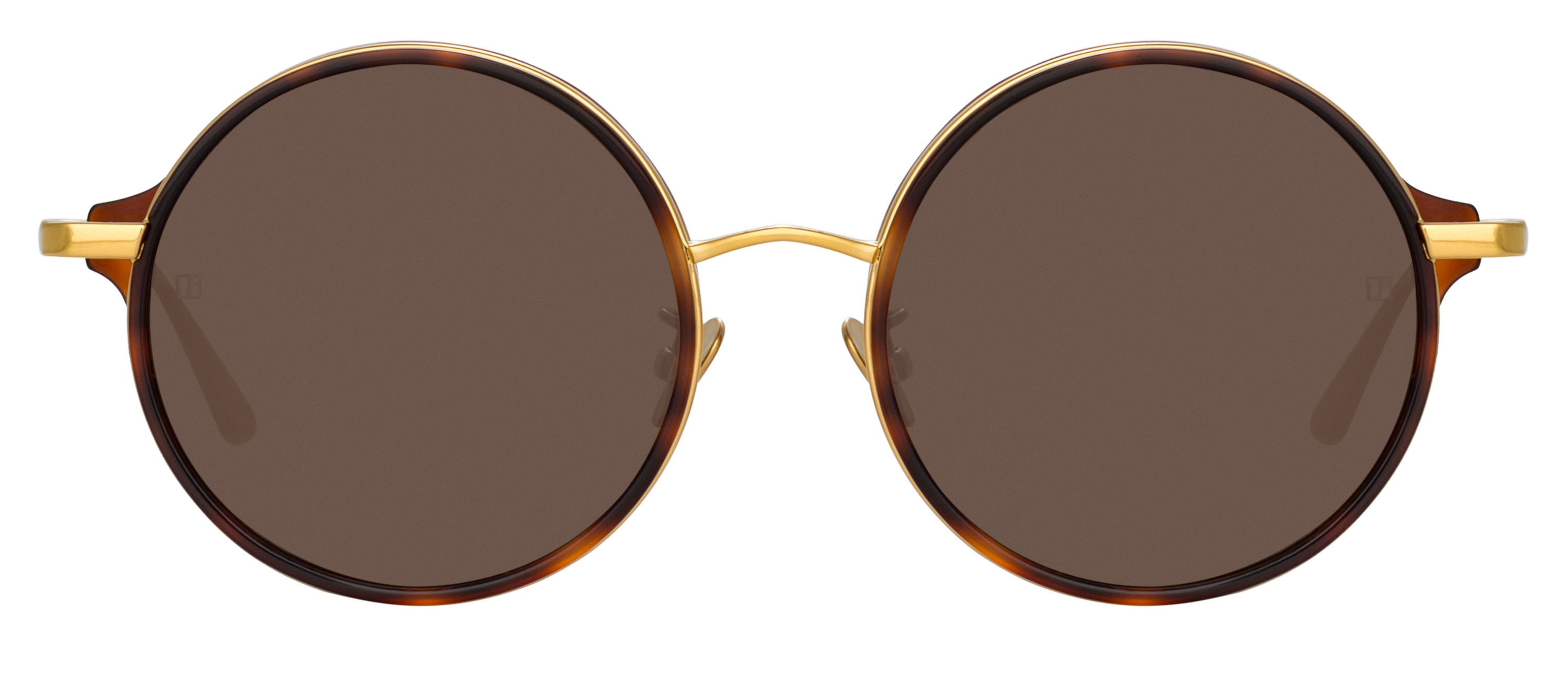 Color_LFL1247C5SUN - Bara Round Sunglasses in Titanium Tortoiseshell and Brown