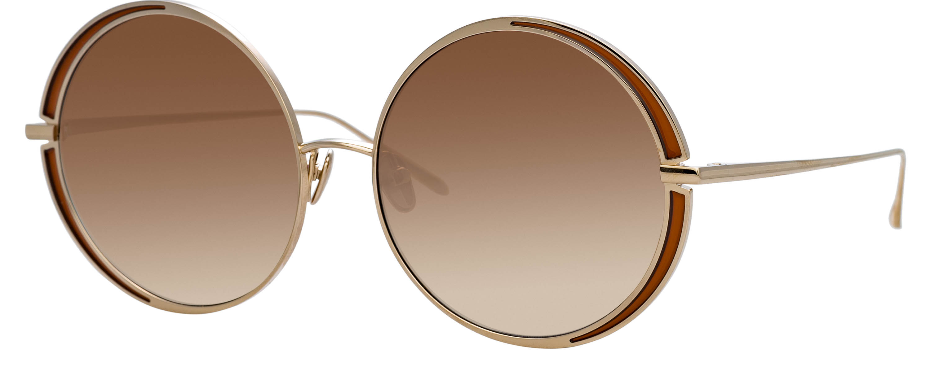 Color_LFL933C9SUN - Hart Round Frame Sunglasses in Light Gold and Brown Grad 