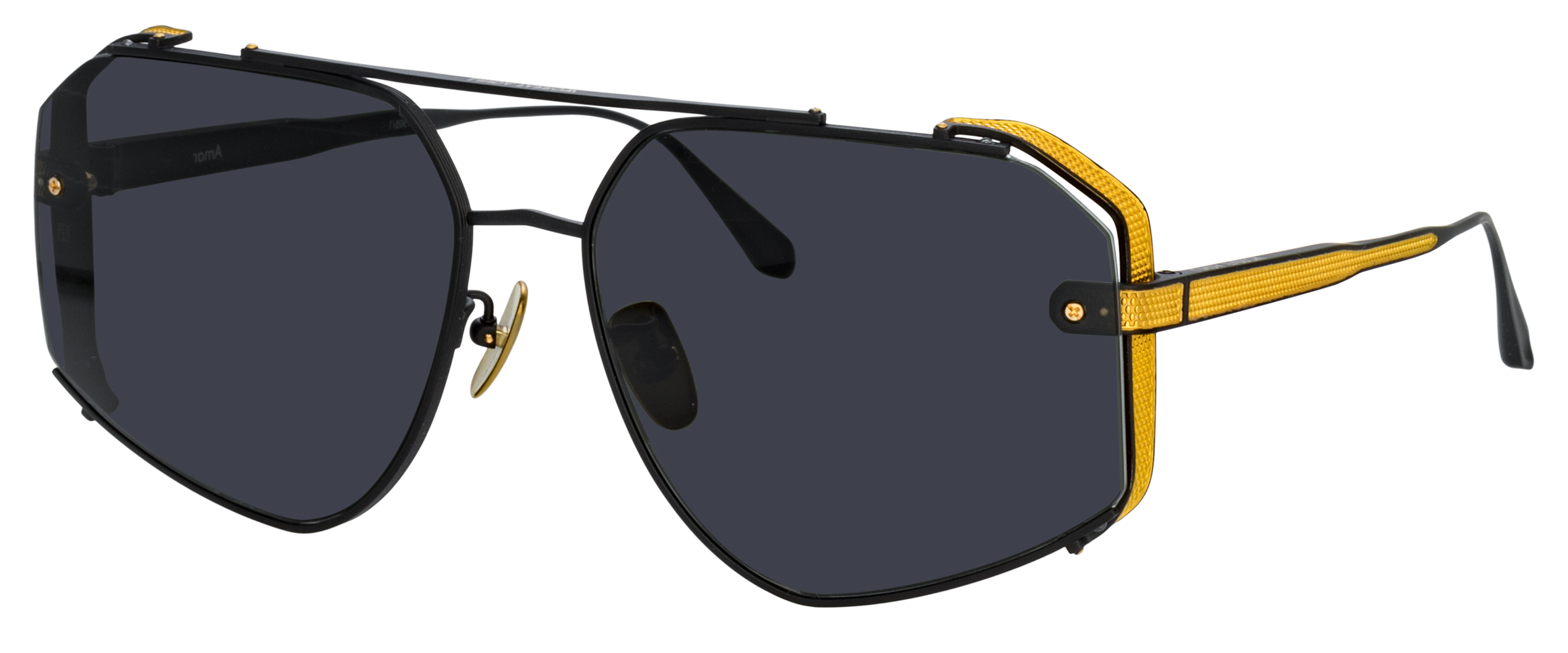 Color_LFL1505C1SUN - Amar Aviator Frame Sunglasses in Matt Nickel and Solid Grey