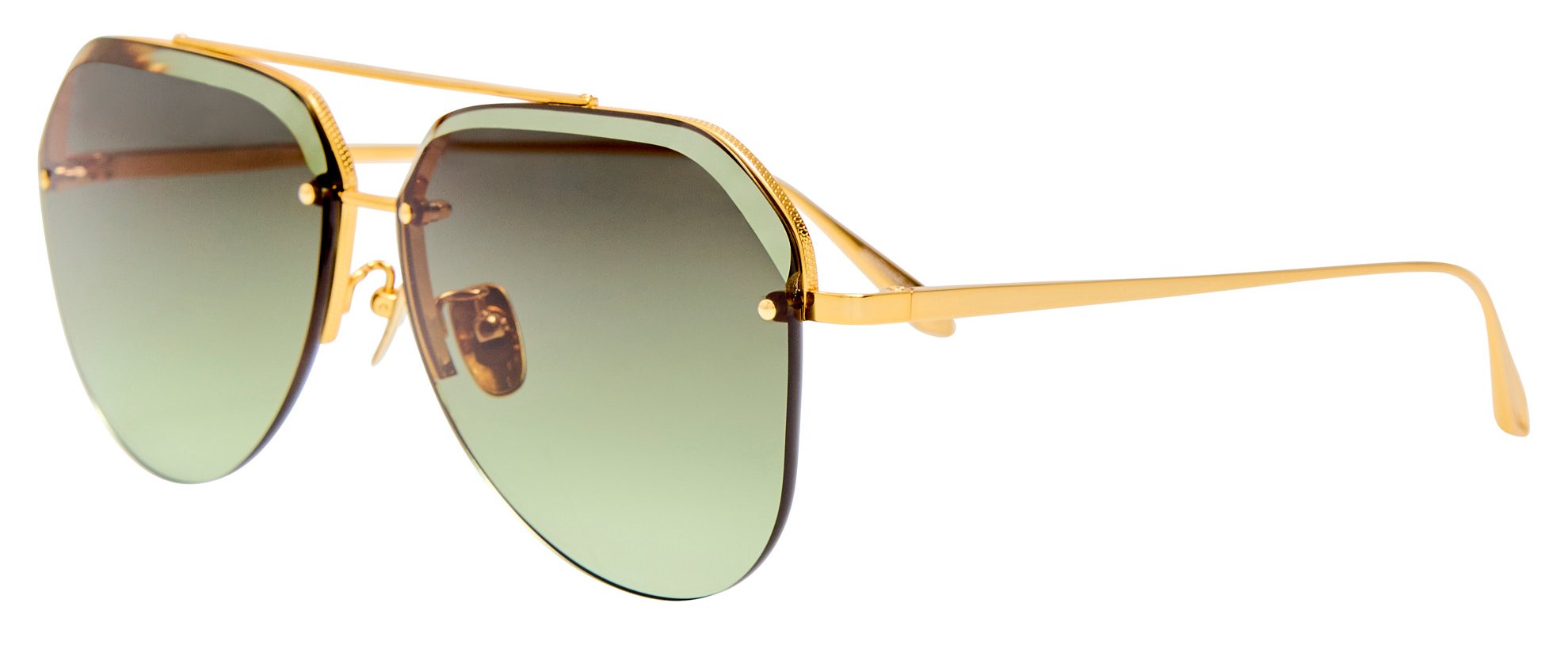 Color_LFL1557C8SUN - Quynh Aviator Sunglasses in Yellow Gold and Green Gradient