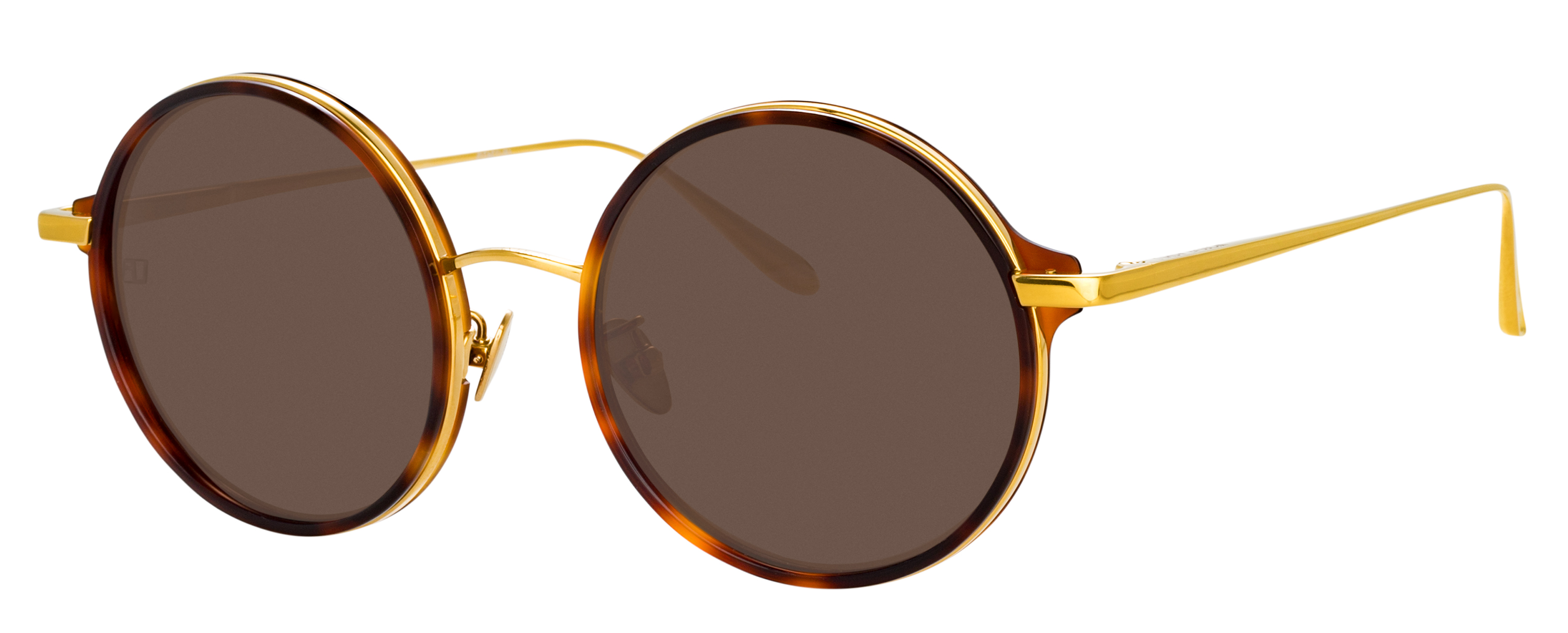 Color_LFL1247C5SUN - Bara Round Sunglasses in Titanium Tortoiseshell and Brown