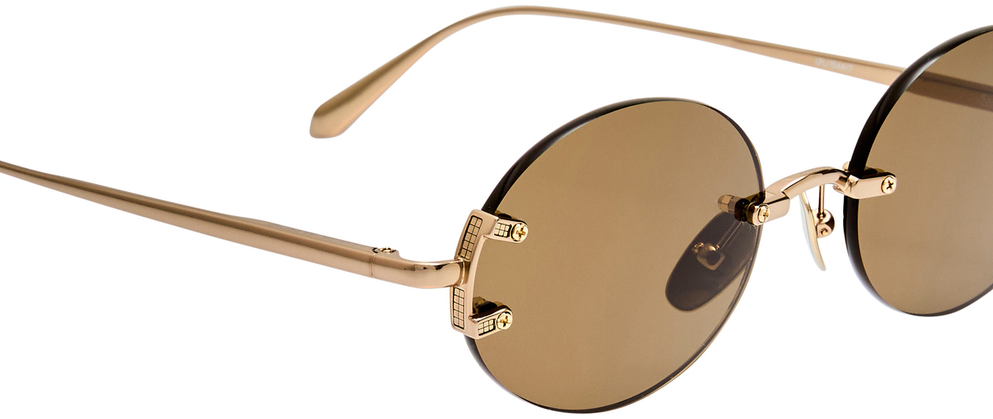 Color_LFL1544C7SUN - Stella Oval Sunglasses in Light Gold and Brown