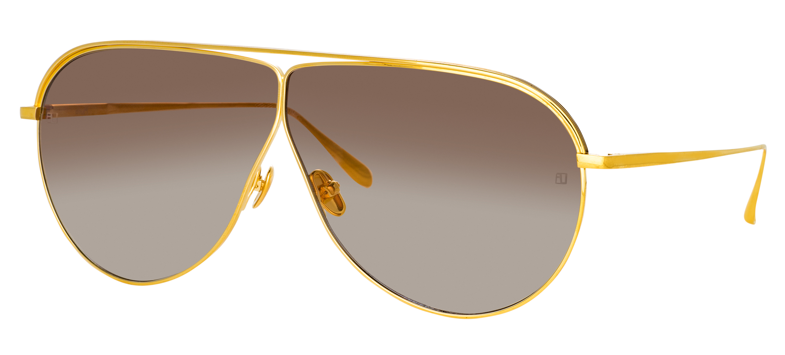 Color_LFL1263C2SUN - Hura Aviator Sunglasses in Titanium Yellow Gold and Brown Gradient