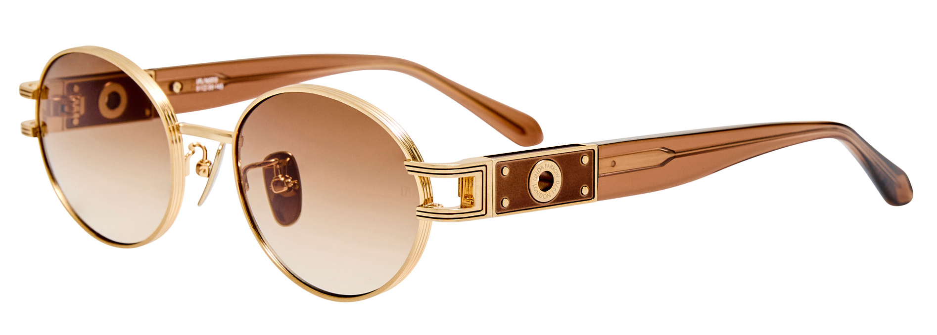 Color_LFL1657C3SUN - Phoebe Oval Frame Sunglasses in Matte Champagne and Mocha Grad