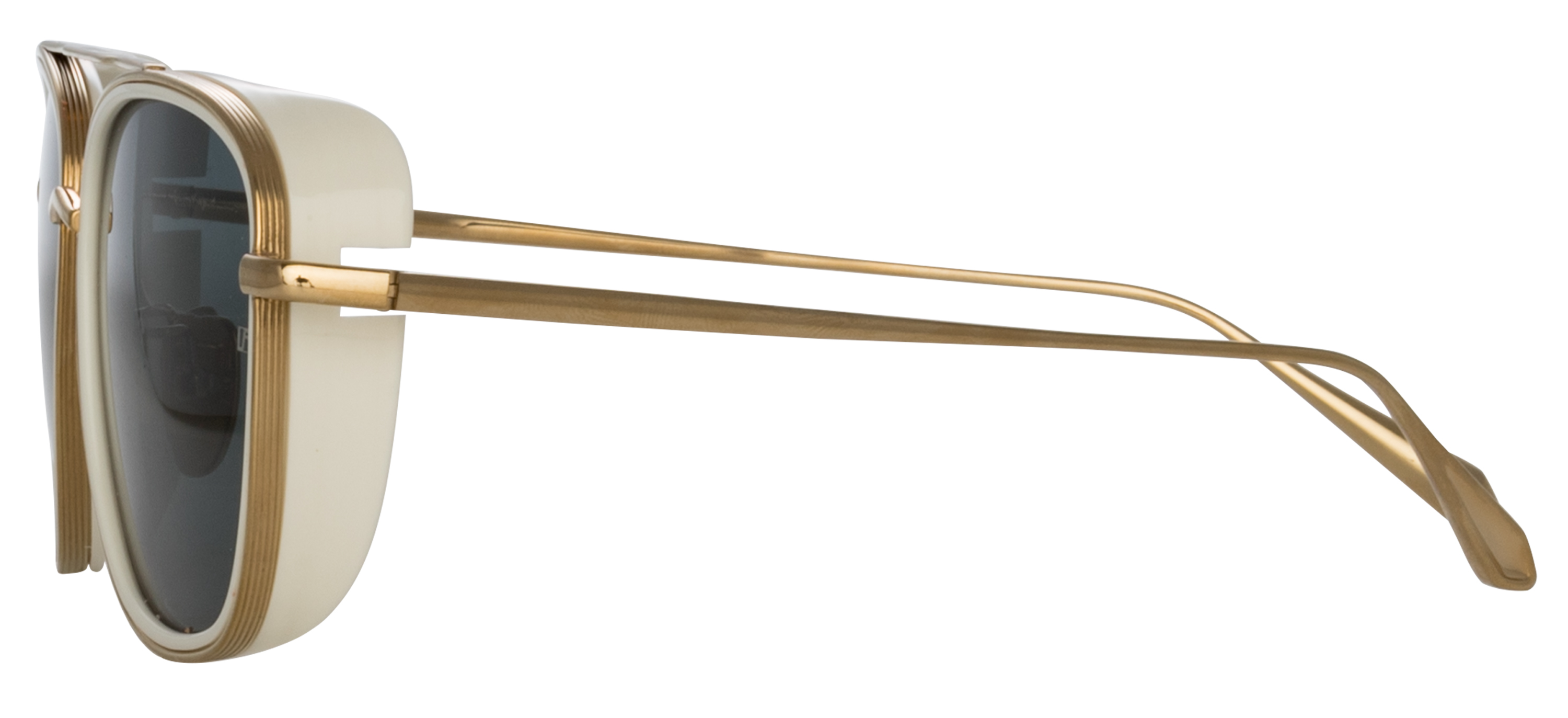 Color_LFL1441C3SUN - Jarvis Aviator Sunglasses in White / Yellow Gold and Deep Green
