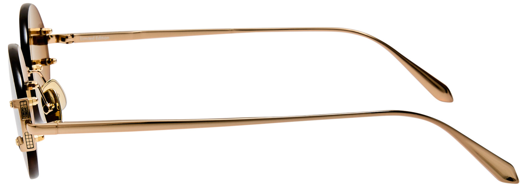 Color_LFL1544C7SUN - Stella Oval Sunglasses in Light Gold and Brown