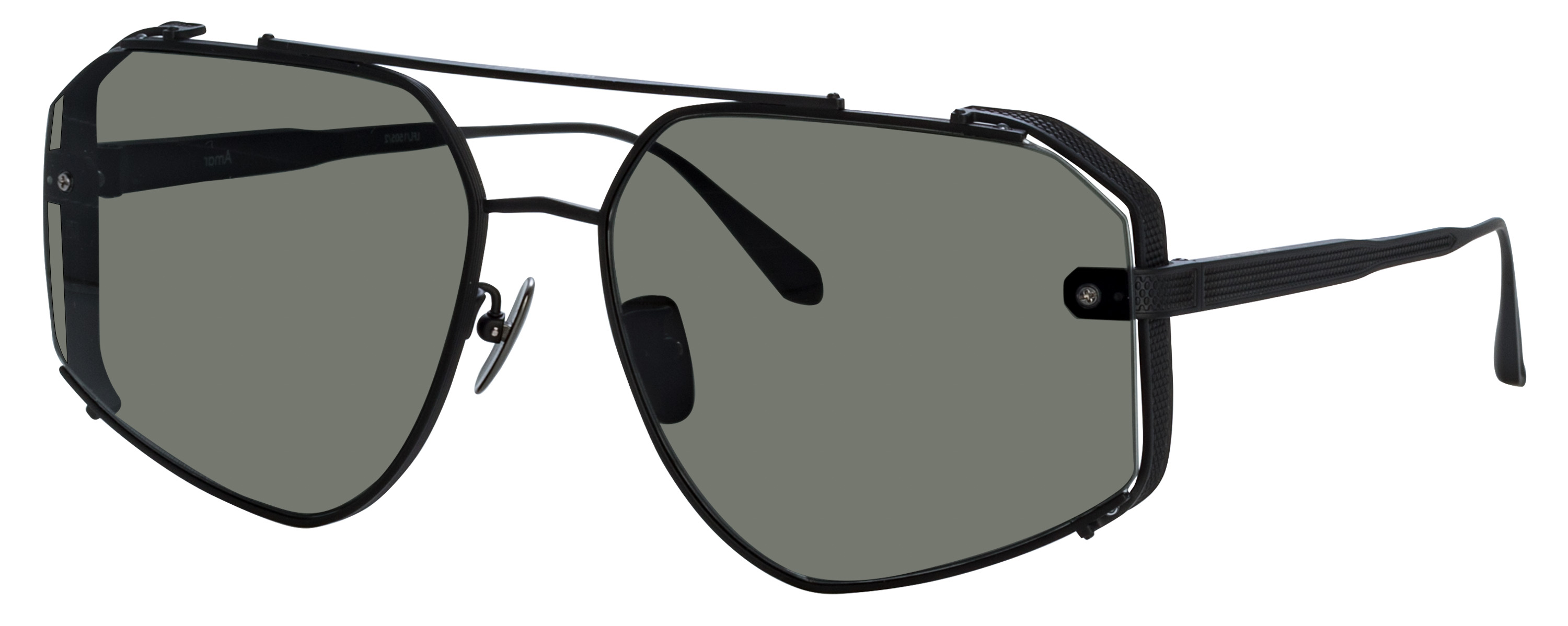 Color_LFL1505C2SUN - Amar Aviator Frame Sunglasses in Matt Nickel and Solid Grey