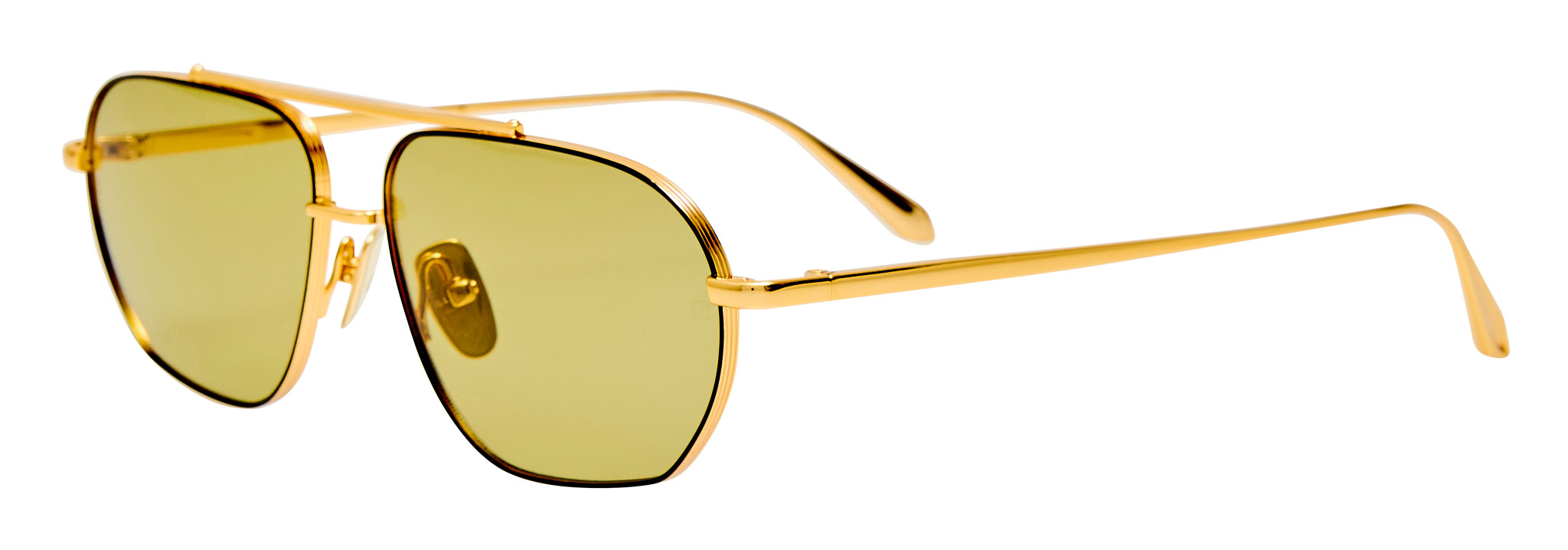 Color_LFL1684C1SUN - Arden Aviator Frame Sunglasses Yellow Gold and Green Photochrome