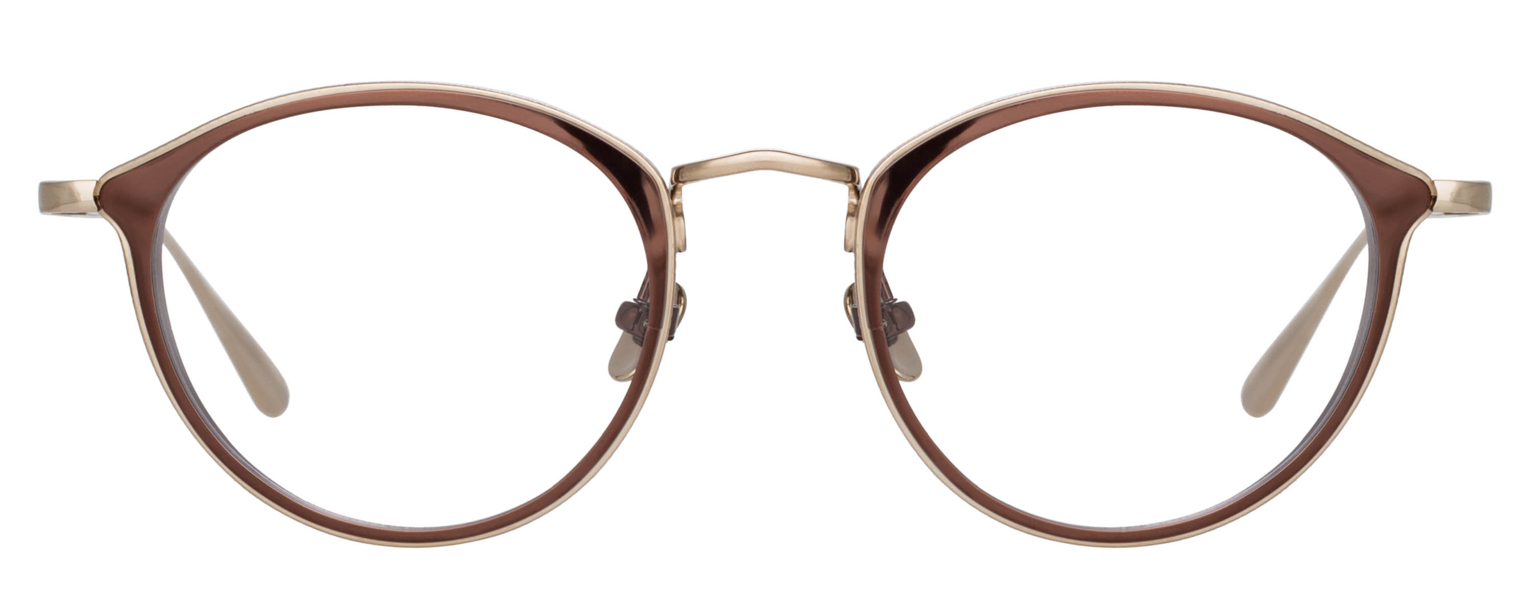 Color_LFL1224C3OPT - Luis Oval Optical Frame in Yellow Gold and Metallic Brown