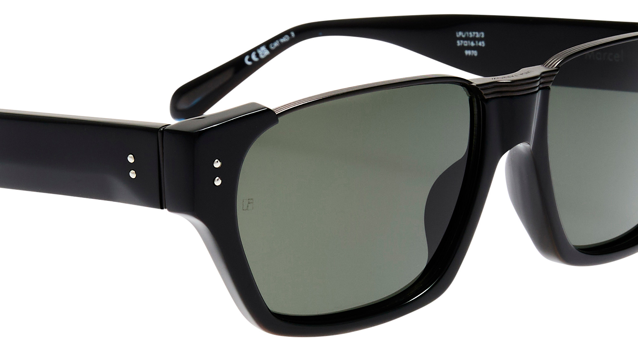Color_LFL1573C3SUN - Marcel Rectangular Sunglasses in Black / Matte Nickel and Grey