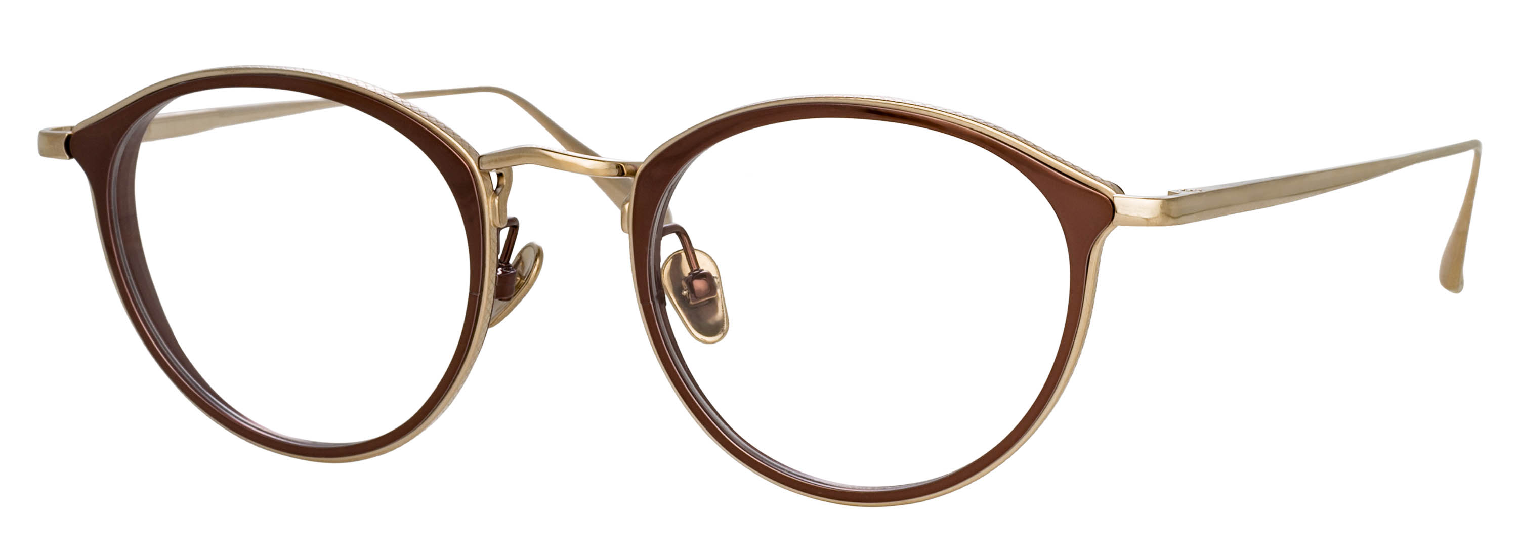 Color_LFL1224C3OPT - Luis Oval Optical Frame in Yellow Gold and Metallic Brown