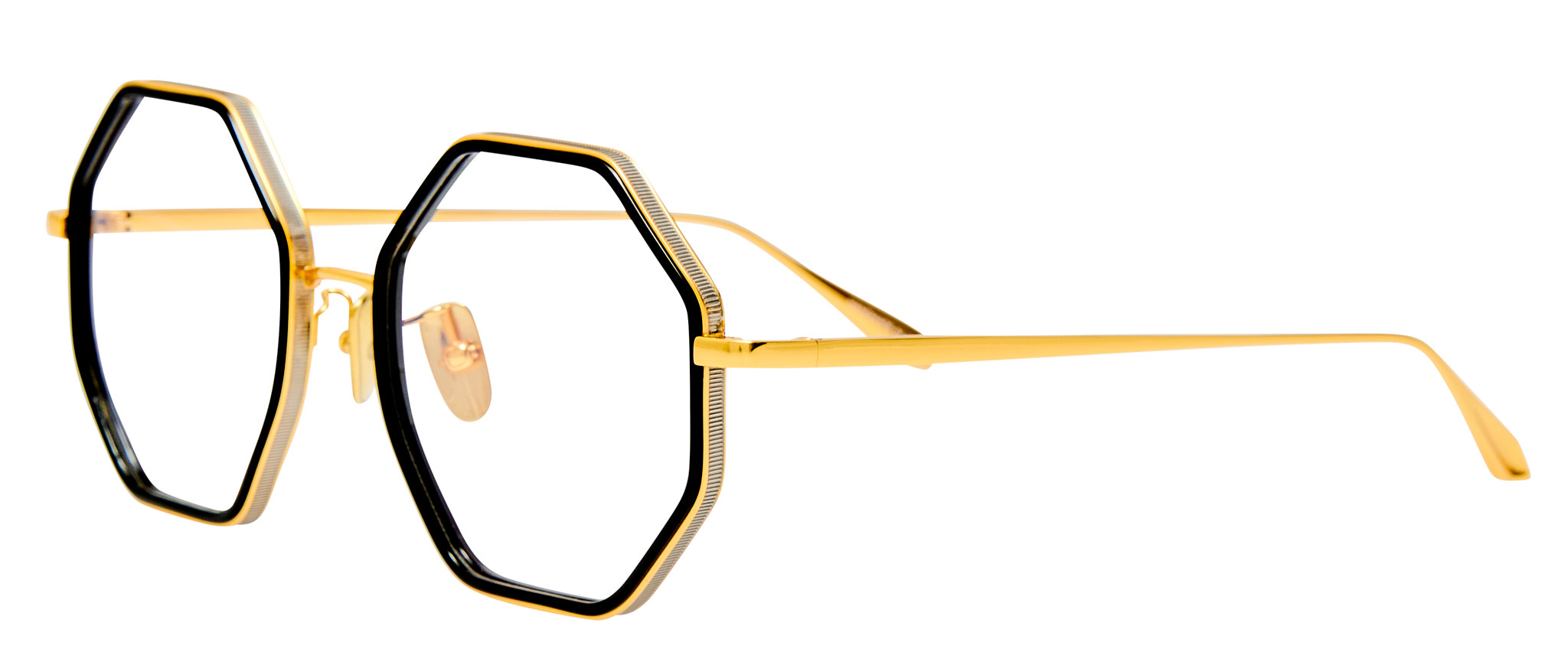 Color_LFL1709C4OPT - Coraline Hexagon Eyeglasses in Titanium Black and Yellow Gold