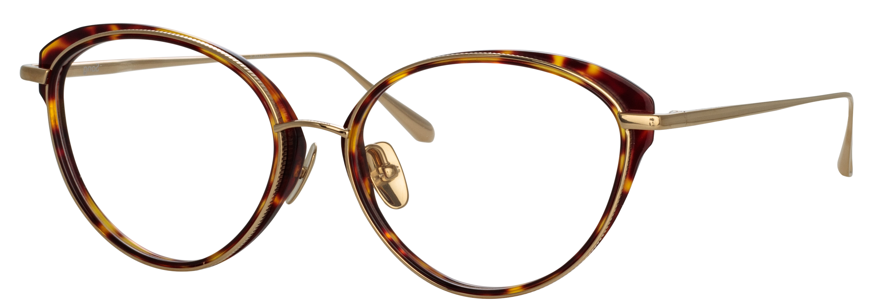 Color_LFL1445C5OPT - Song Cat-Eye Eyeglasses in Dak T-Shell / Light Gold and Clear