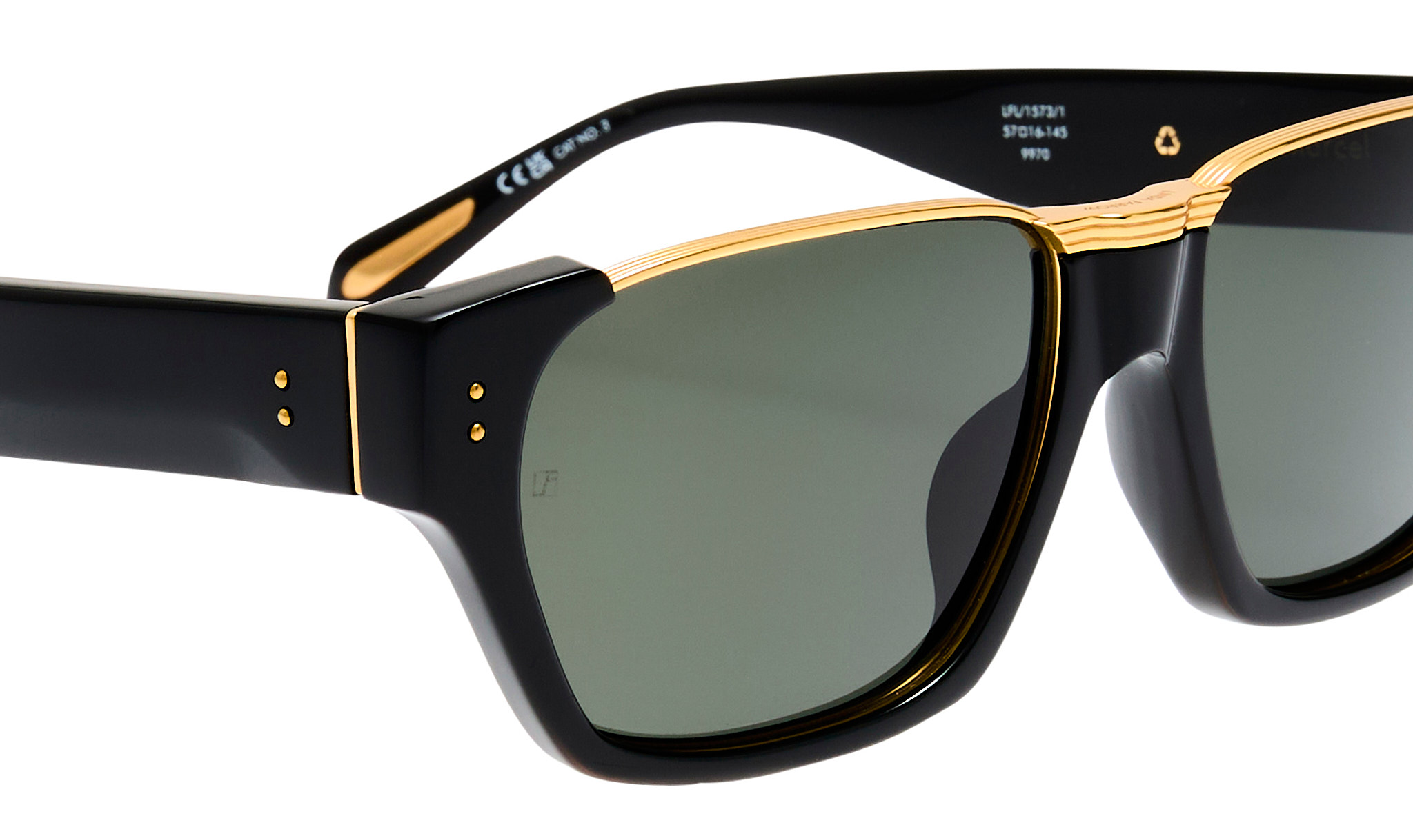 Color_LFL1573C1SUN - Marcel Rectangular Sunglasses in Black / Yellow Gold and Grey