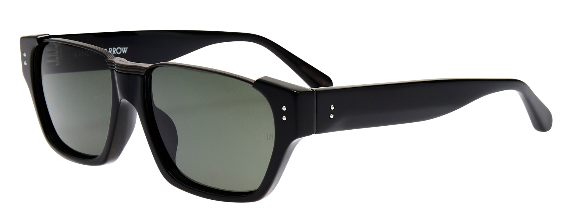 Color_LFL1573C3SUN - Marcel Rectangular Sunglasses in Black / Matte Nickel and Grey