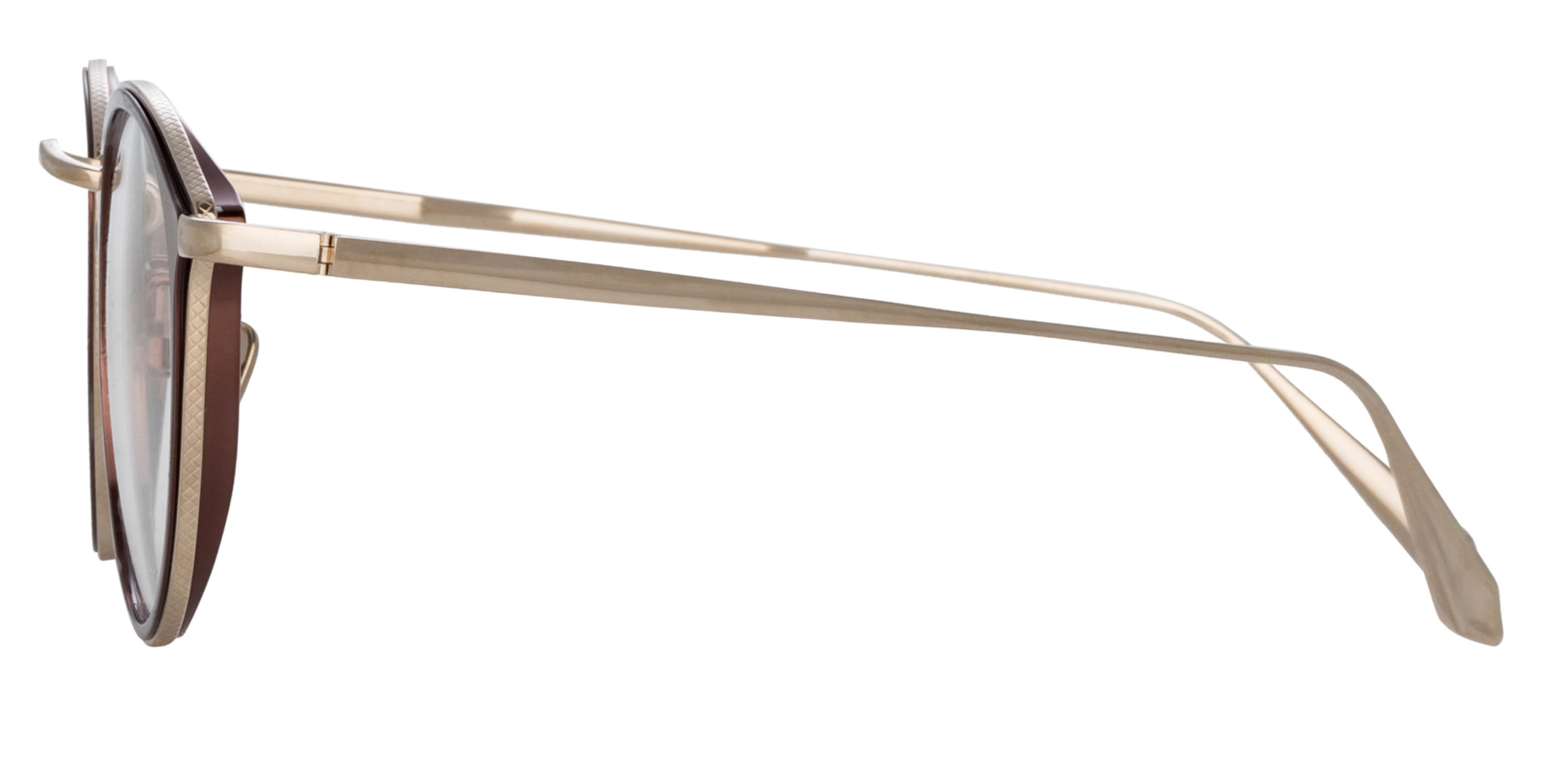 Color_LFL1224C3OPT - Luis Oval Optical Frame in Yellow Gold and Metallic Brown