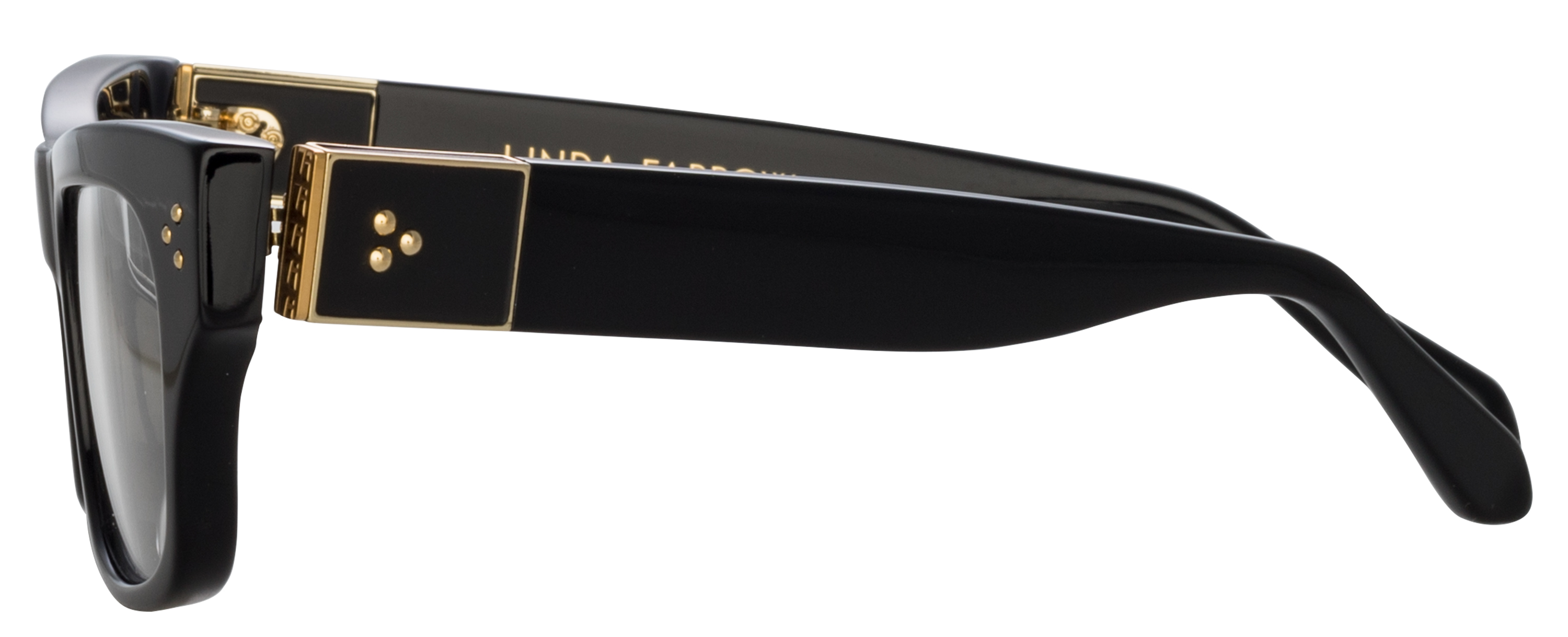 Color_LFL1448C4OPT - Falck Rectagular Eyeglasses in Black / Yellow Gold and Clear