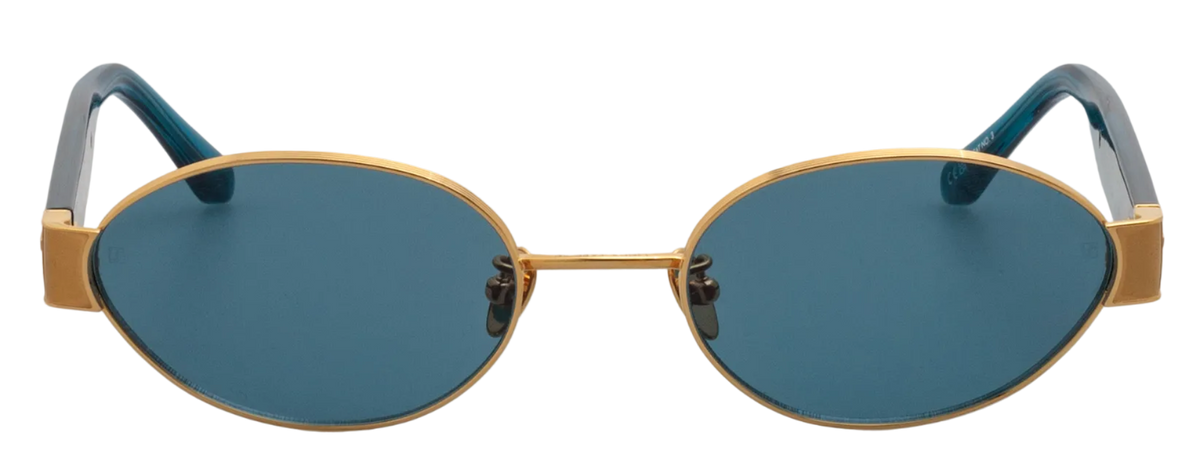 Color_LFL1469C4SUN - Sadie Oval Sunglasses in Yellow Gold and Aqua
