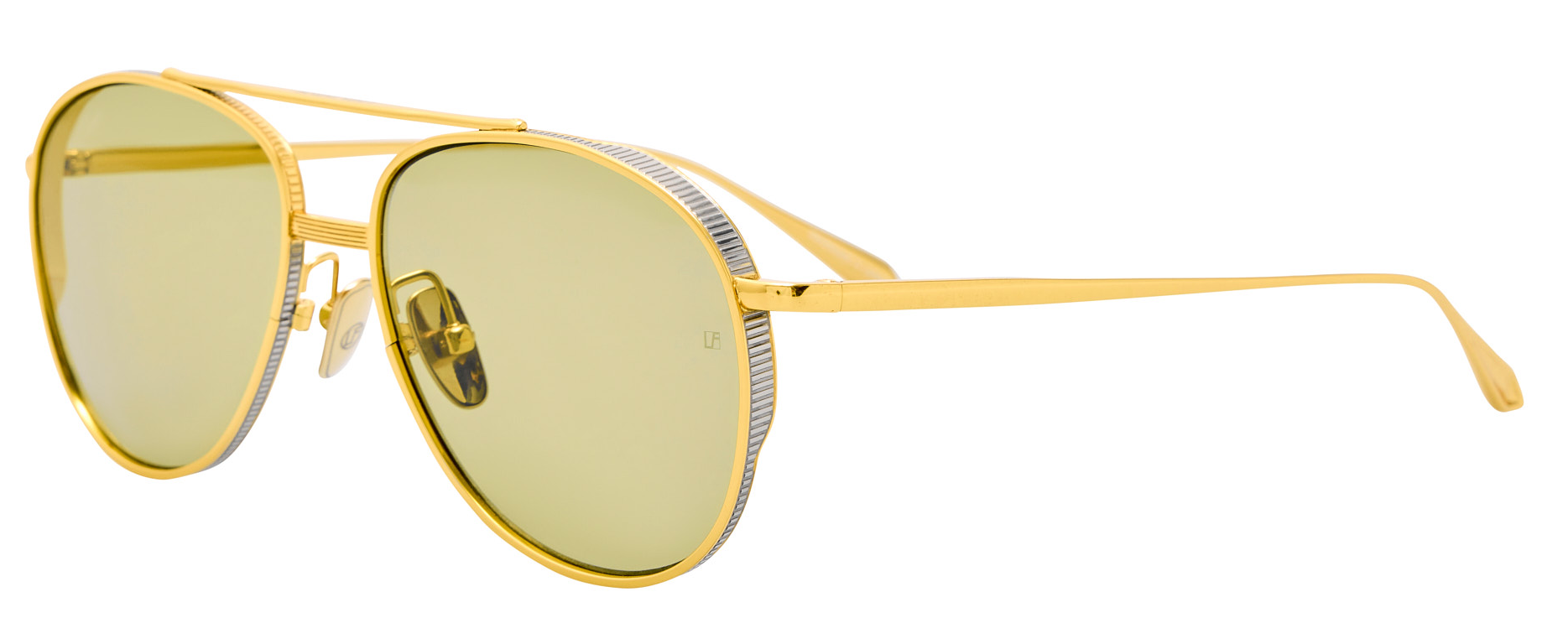 Color_LFL1547C5SUN - Meret Aviator Sunglasses in Yellow Gold and Green Photocrome