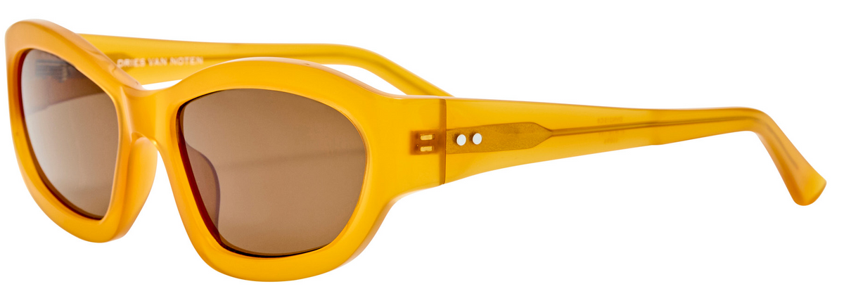 Color_DVN215C8SUN - Dries Van Noten 215 Wrap Sunglasses in Honey and Brown
