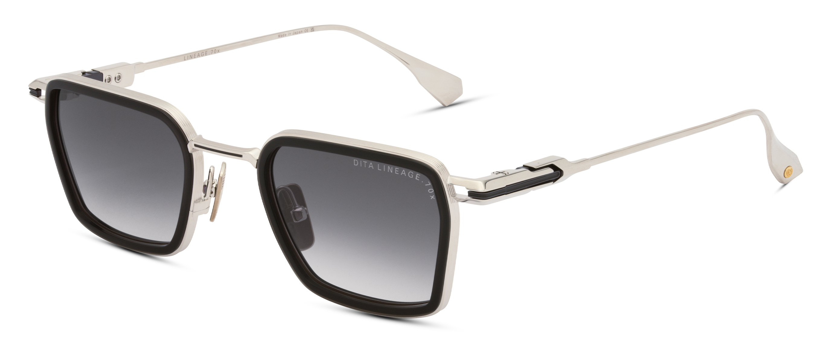 Color_DTS483-A-03 - Shiny Silver - Black Glass - Black Iron / Grey to Clear Gradient