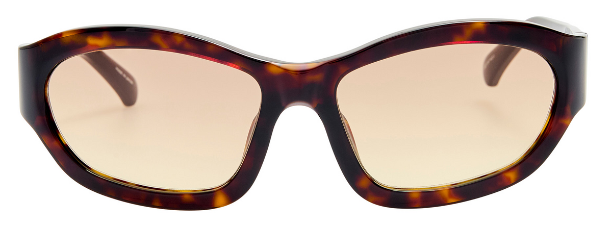 Color_DVN215C6SUN - Dries Van Noten 215 Wrap Sunglasses in Tortoise Shell and Brown Yellow Gradient