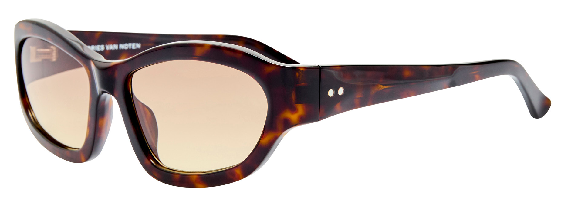 Color_DVN215C6SUN - Dries Van Noten 215 Wrap Sunglasses in Tortoise Shell and Brown Yellow Gradient