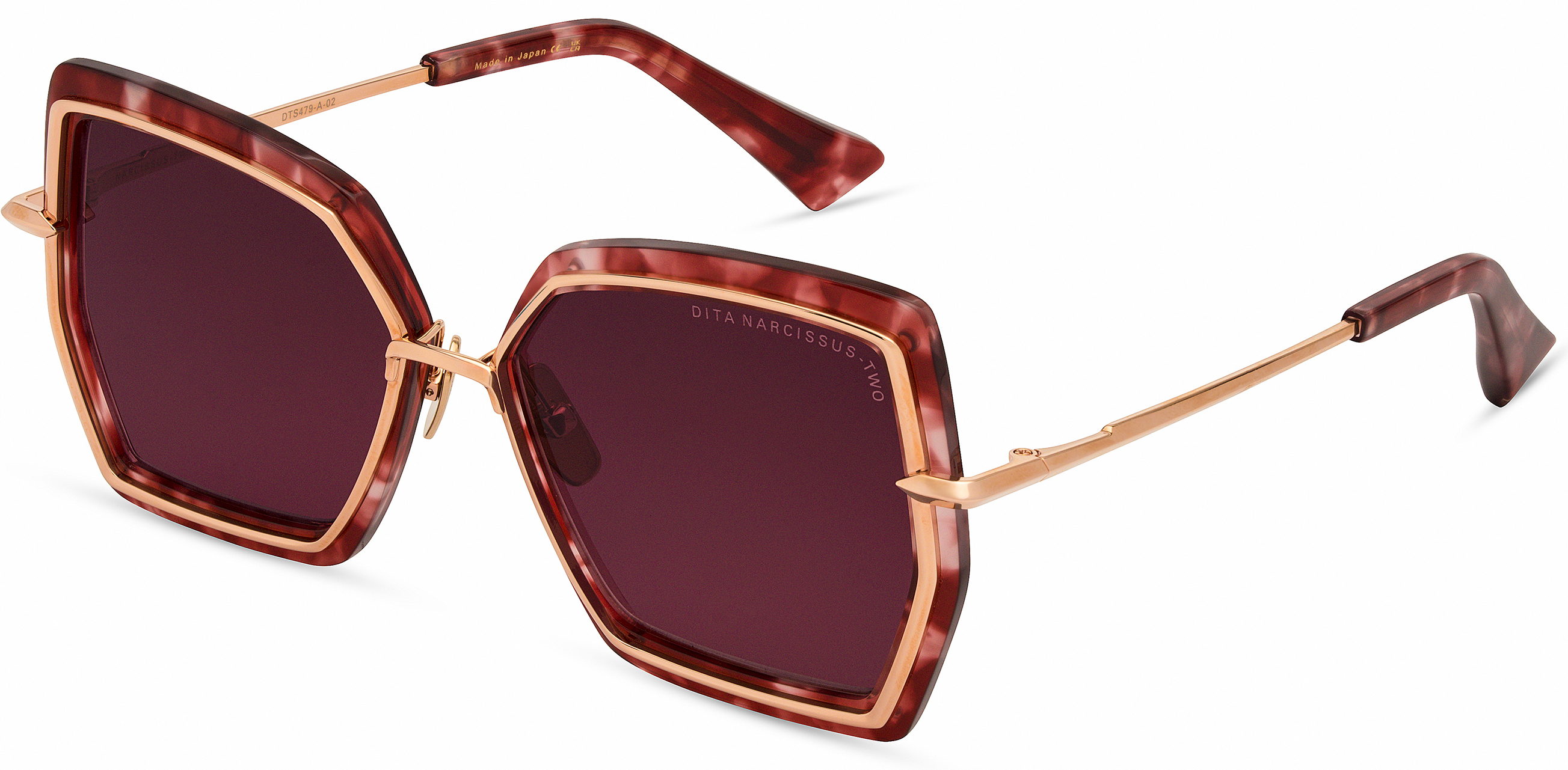Color_DTS479-A-02 - Rose Gold - Rose Tortoise / Dark Cherry To Clear Gradient