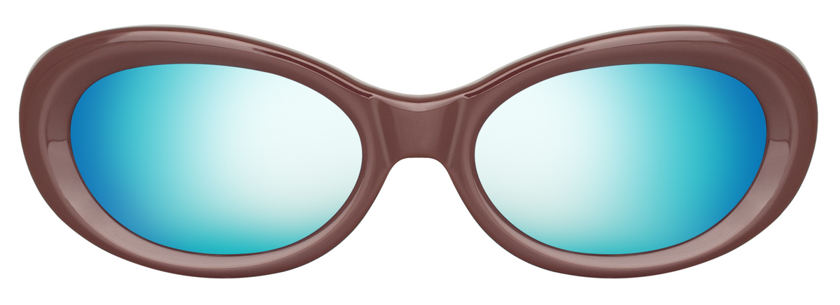 Color_DVN211C4SUN - Dries Van Noten 211 Oval Sunglasses in Brown and Blue Mirror