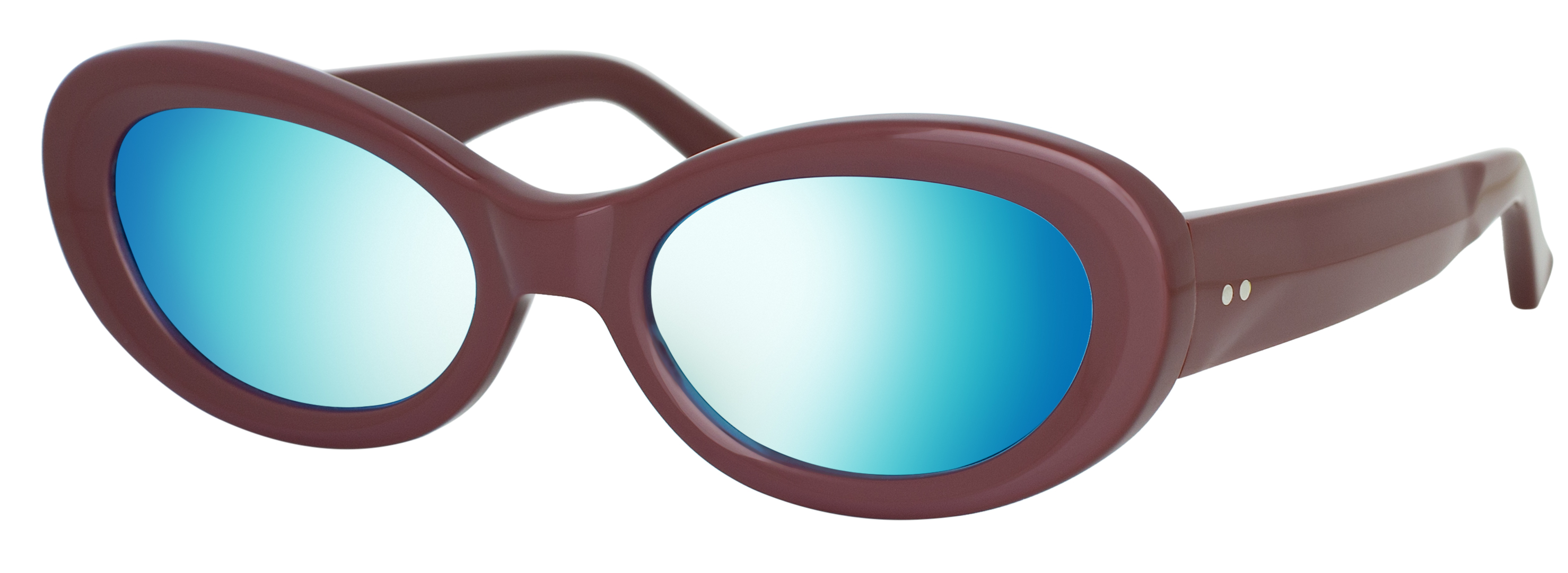 Color_DVN211C4SUN - Dries Van Noten 211 Oval Sunglasses in Brown and Blue Mirror