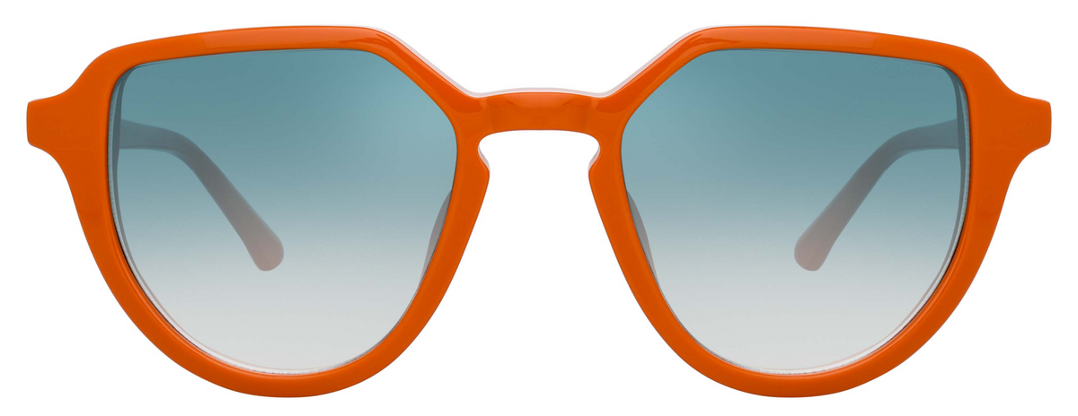 Color_DVN184C4SUN - Dries Van Noten 184 Oval Sunglasses in Orange and Sea Gradient
