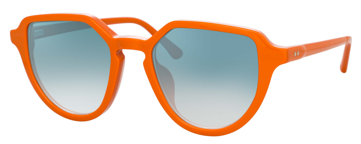 Color_DVN184C4SUN - Dries Van Noten 184 Oval Sunglasses in Orange and Sea Gradient
