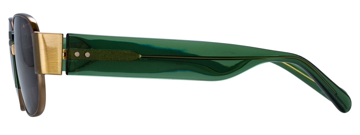 Color_DVN196C4SUN - Dries Van Noten 196 Rectangular Sunglasses in Antique Gold / Green and Grey