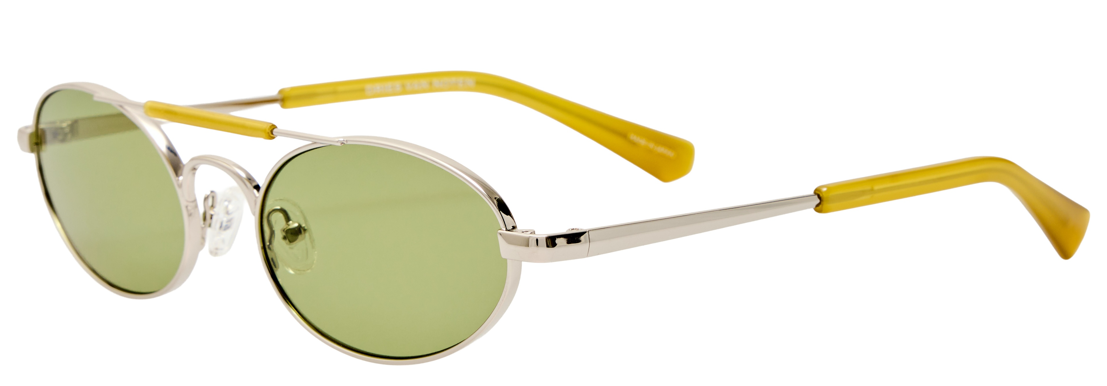 Color_DVN219C2SUN - Dries Van Noten 219 Oval Sunglasses in Silver and Green