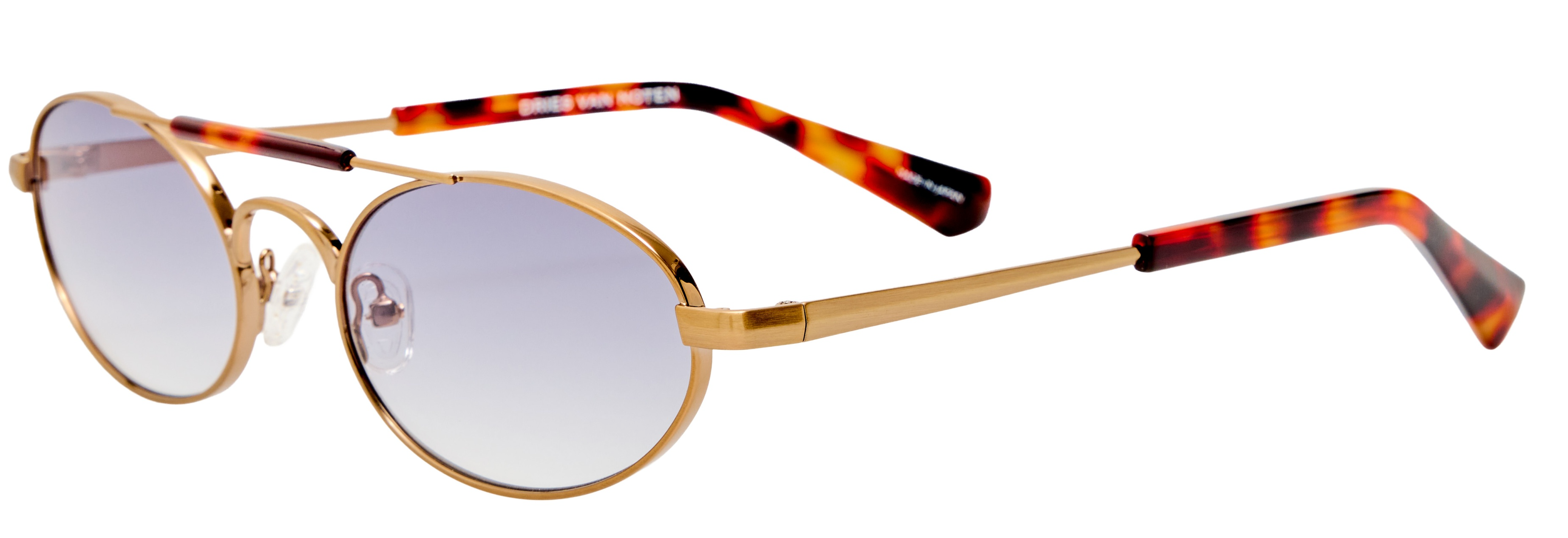 Color_DVN219C4SUN - Dries Van Noten 219 Oval Sunglasses in Antique Gold / T-Shell and Grey