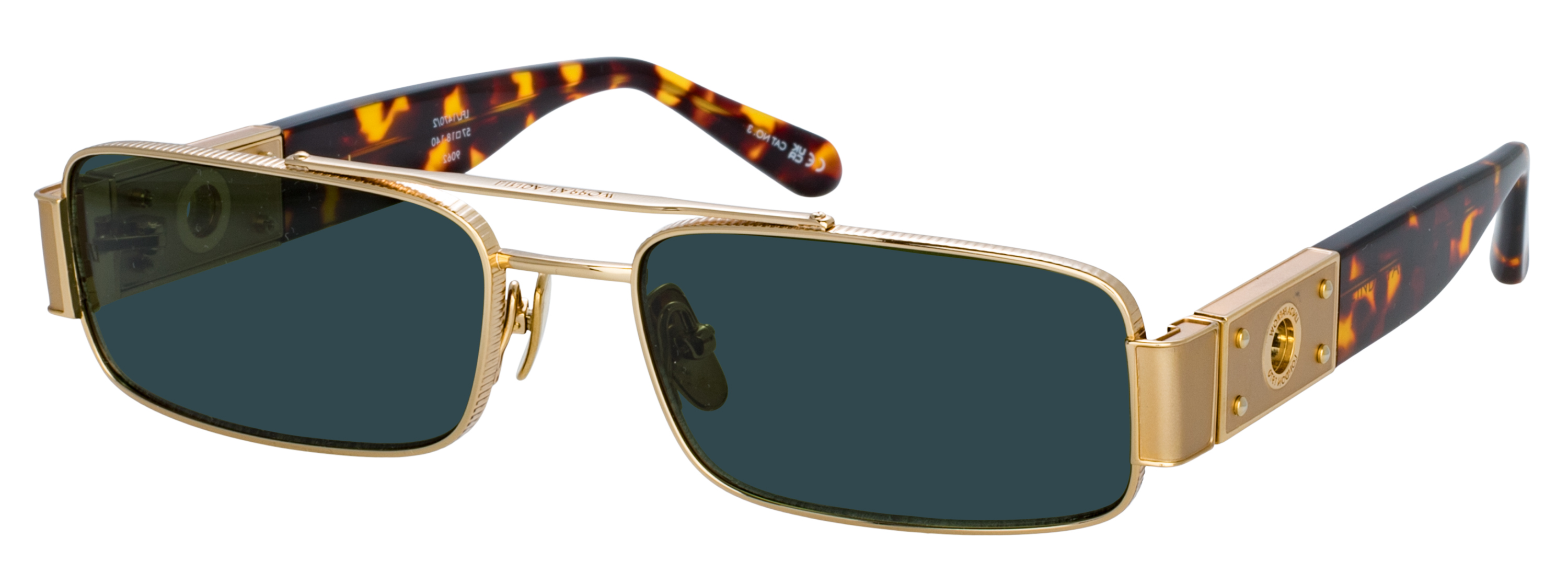 Color_LFL1470C2SUN - Joey Rectangular Sunglasses in Light Gold / Dark T-Shell and Green