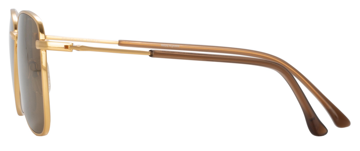Color_DVN197C4SUN - Dries Van Noten 197 Aviator Sunglasses in Yellow Gold and Bronze Mirror