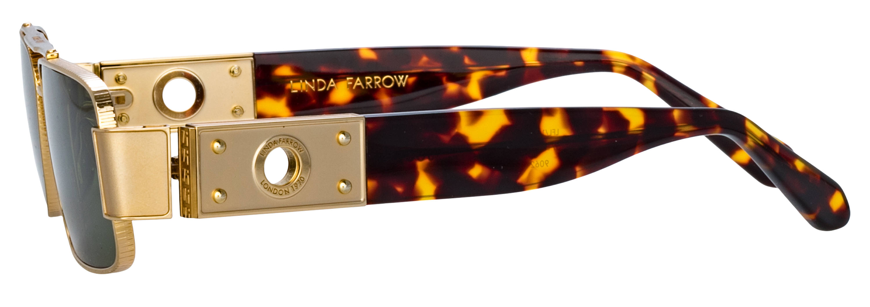 Color_LFL1470C2SUN - Joey Rectangular Sunglasses in Light Gold / Dark T-Shell and Green