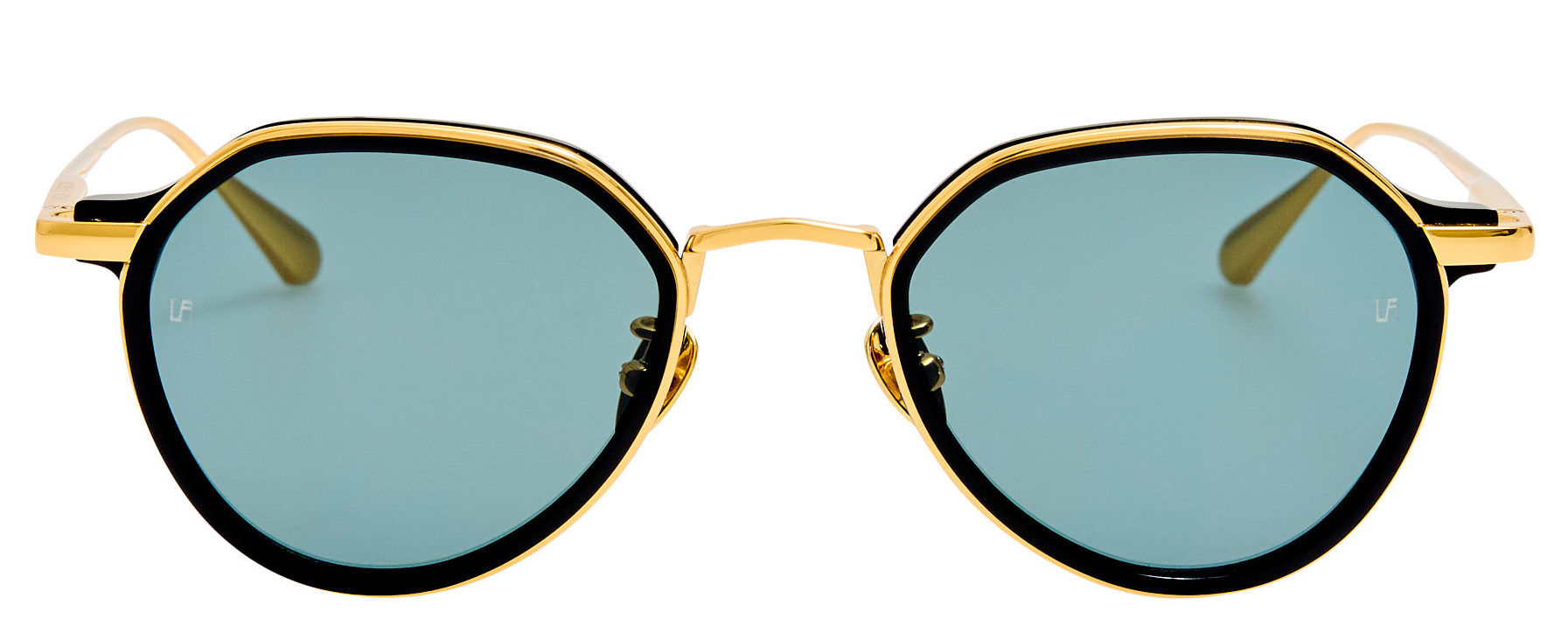 Color_LFL1638C1SUN - Dellal Oval Sunglasses in Black / Yellow Gold and Grey