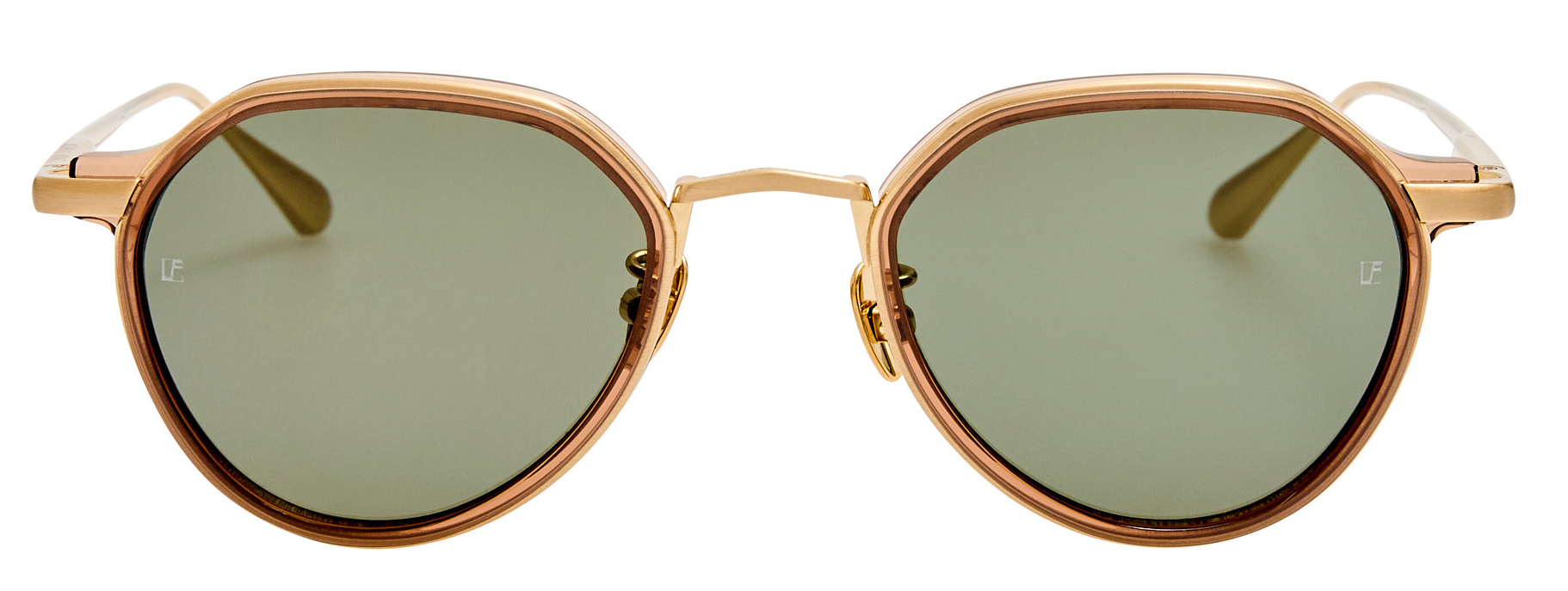 Color_LFL1638C2SUN - Dellal Oval Sunglasses in Brown / Matt Champagne and Deep Green