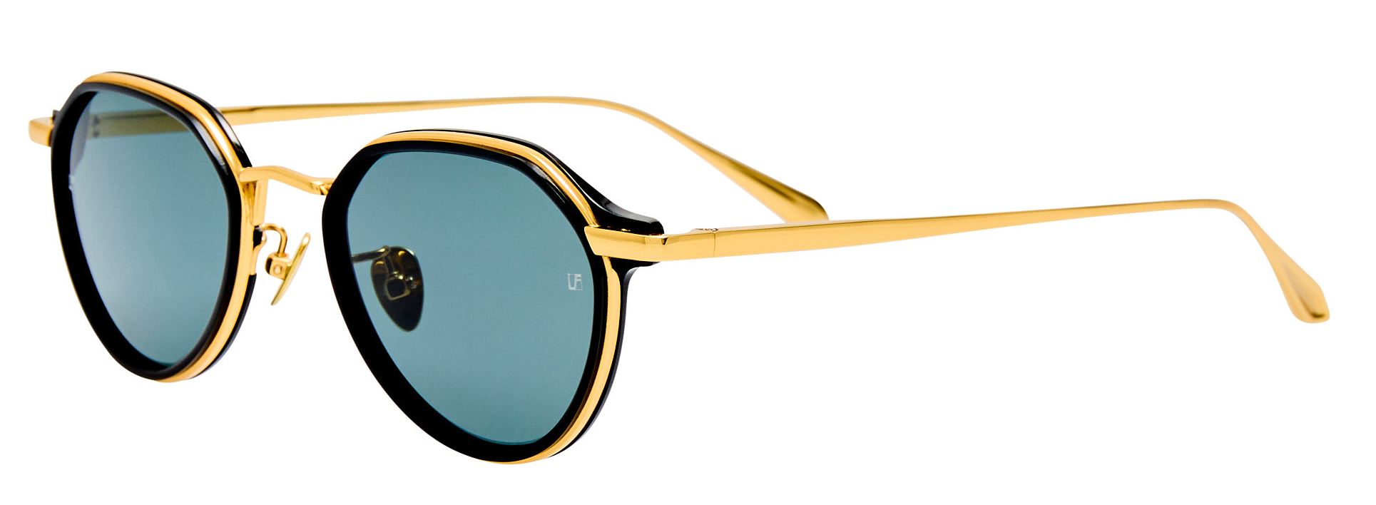 Color_LFL1638C1SUN - Dellal Oval Sunglasses in Black / Yellow Gold and Grey
