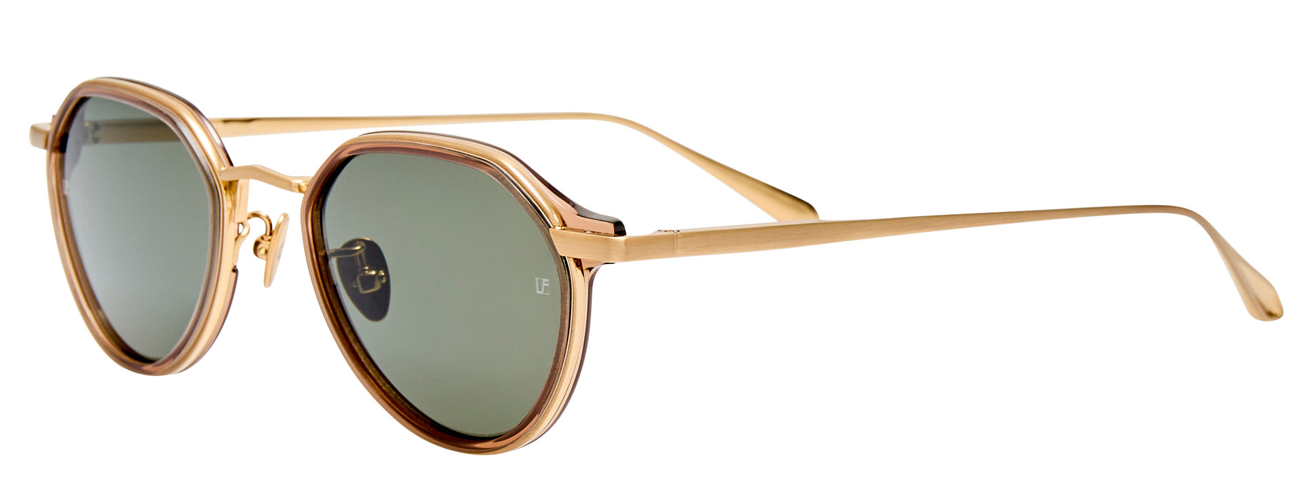 Color_LFL1638C2SUN - Dellal Oval Sunglasses in Brown / Matt Champagne and Deep Green