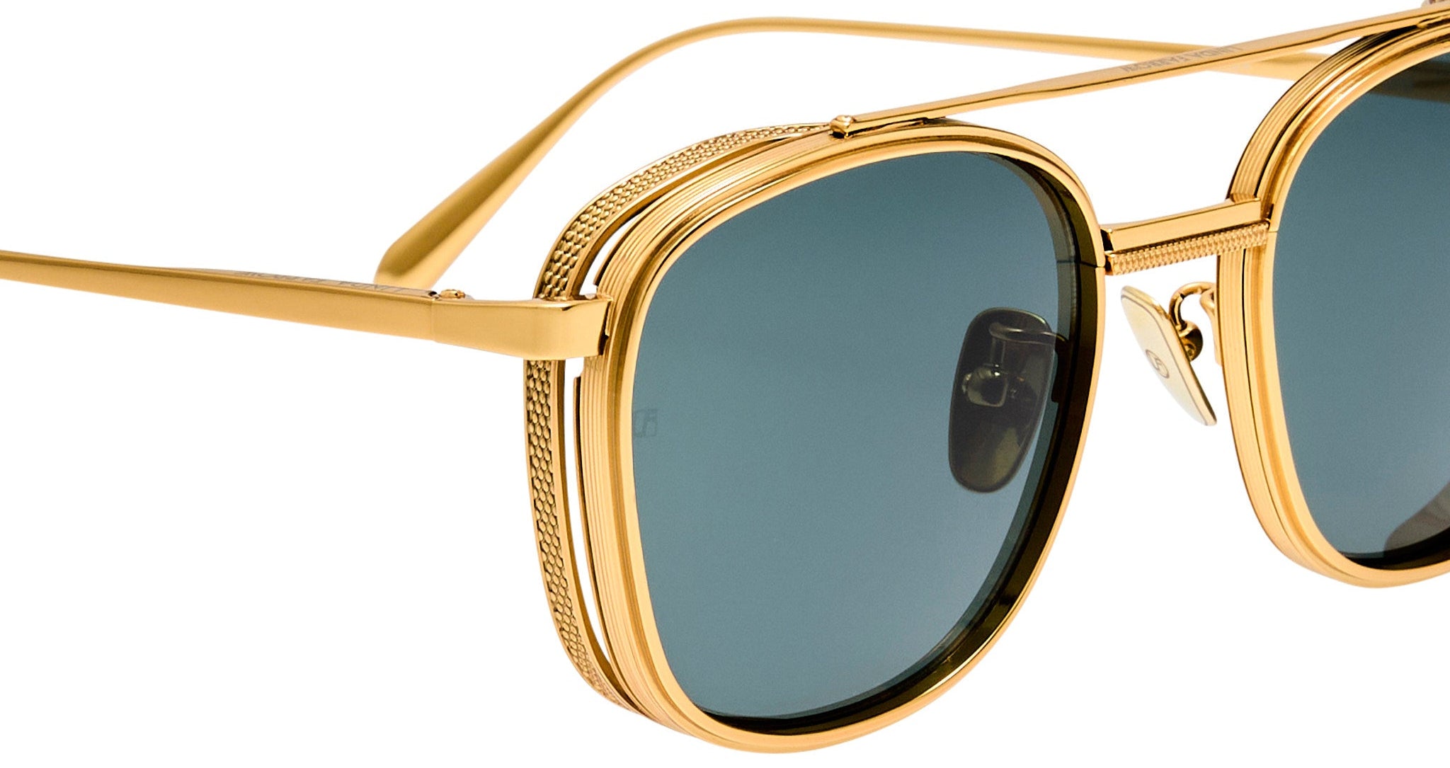 Color_LFL1558C4SUN - Varo Square Sunglasses in Yellow Gold and Deep Green 