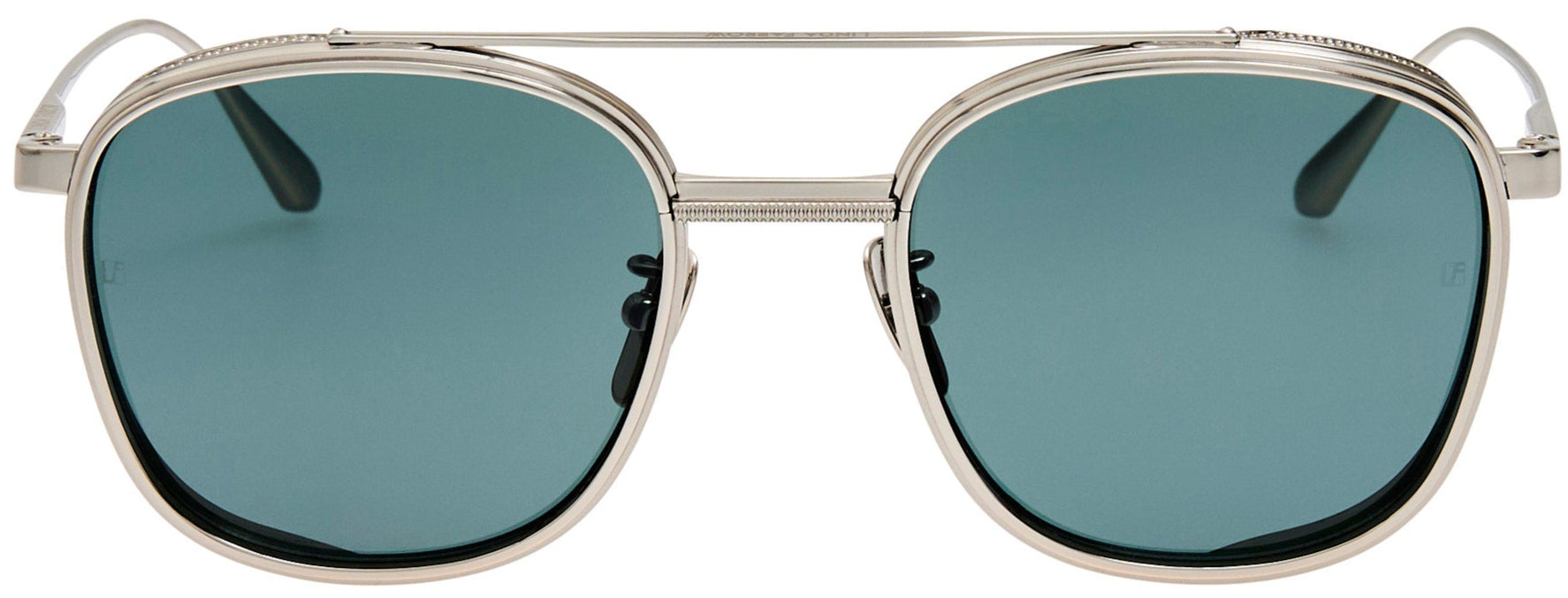 Color_LFL1558C2SUN - Varo Square Sunglasses in White Gold and Deep Green 