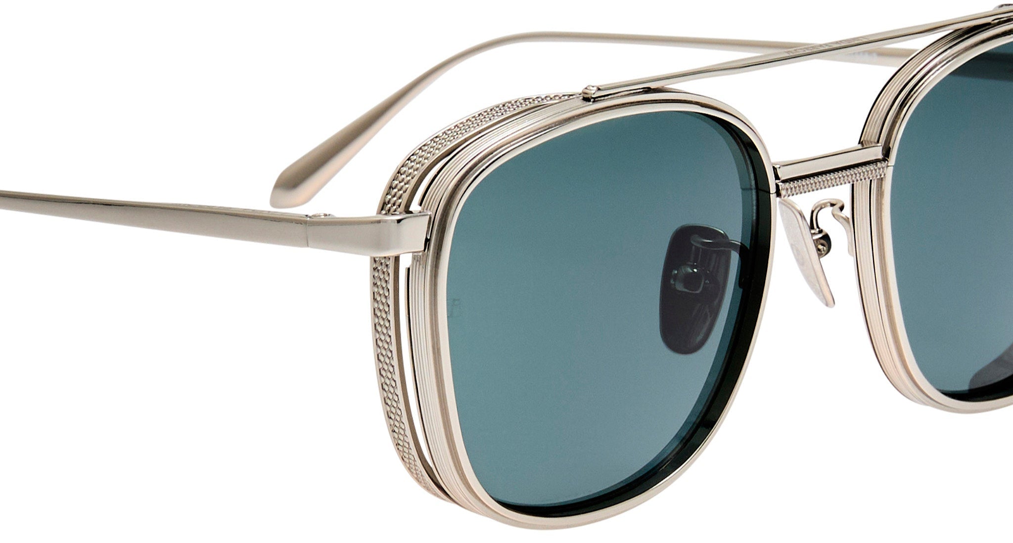 Color_LFL1558C2SUN - Varo Square Sunglasses in White Gold and Deep Green 