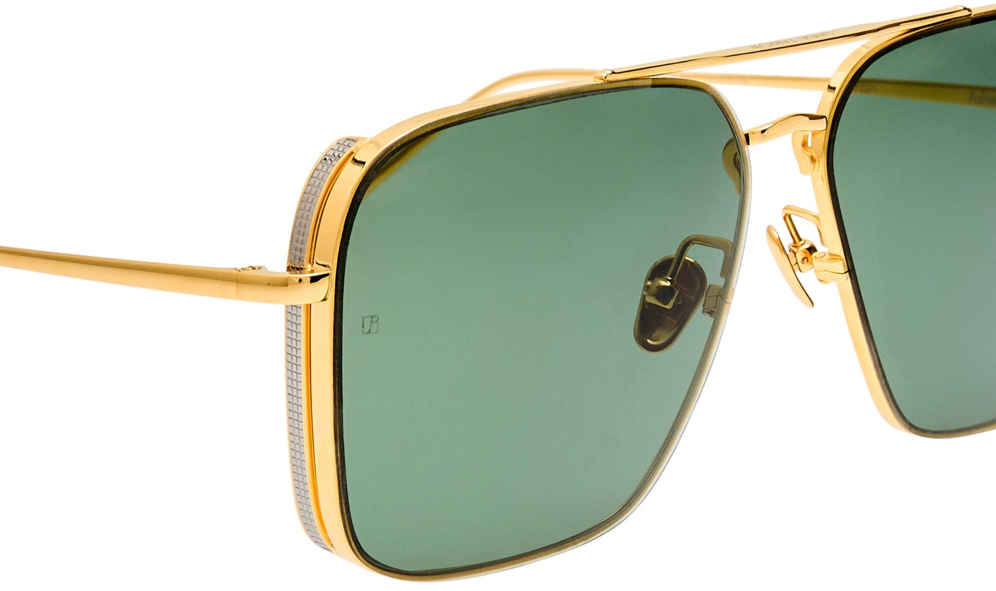 Color_LFL1122C1SUN - Asher Aviator Sunglasses in Yellow Gold and Green