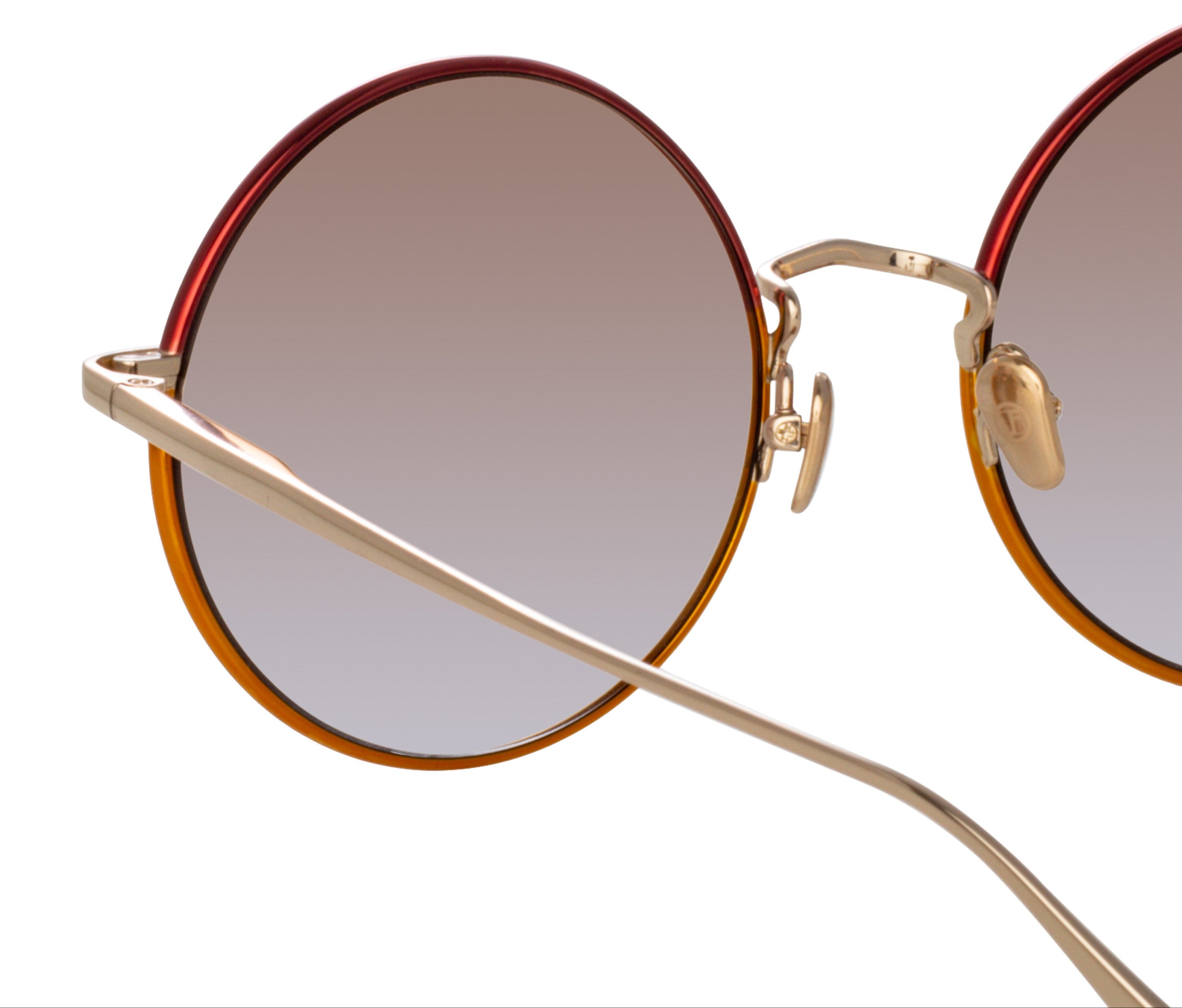Color_LFL1333C9SUN - Bea Round Sunglasses in Light Gold and Red