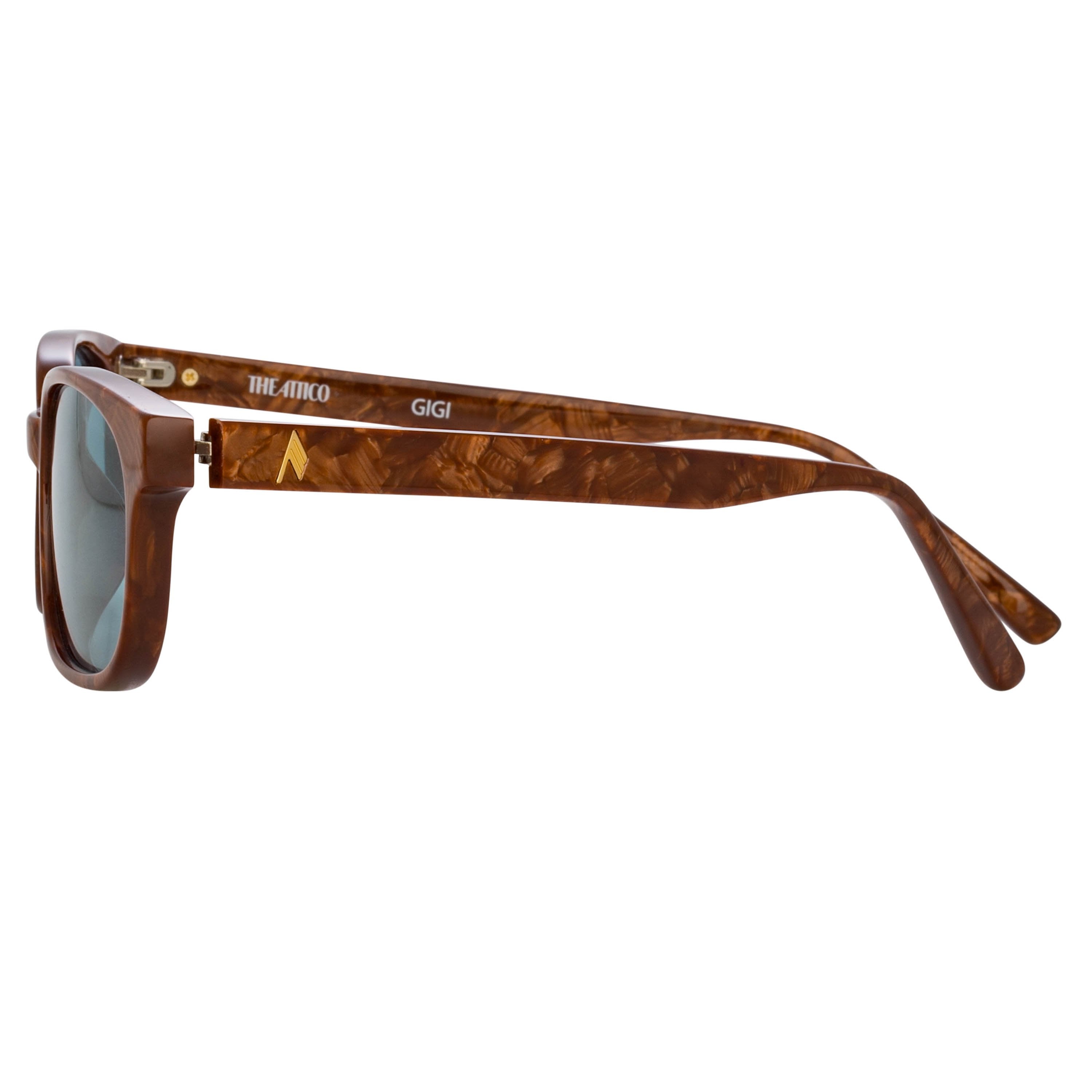 Color_ATTICO9C3SUN - The Attico Gigi Rectangular Sunglasses in Brown and Turquoise