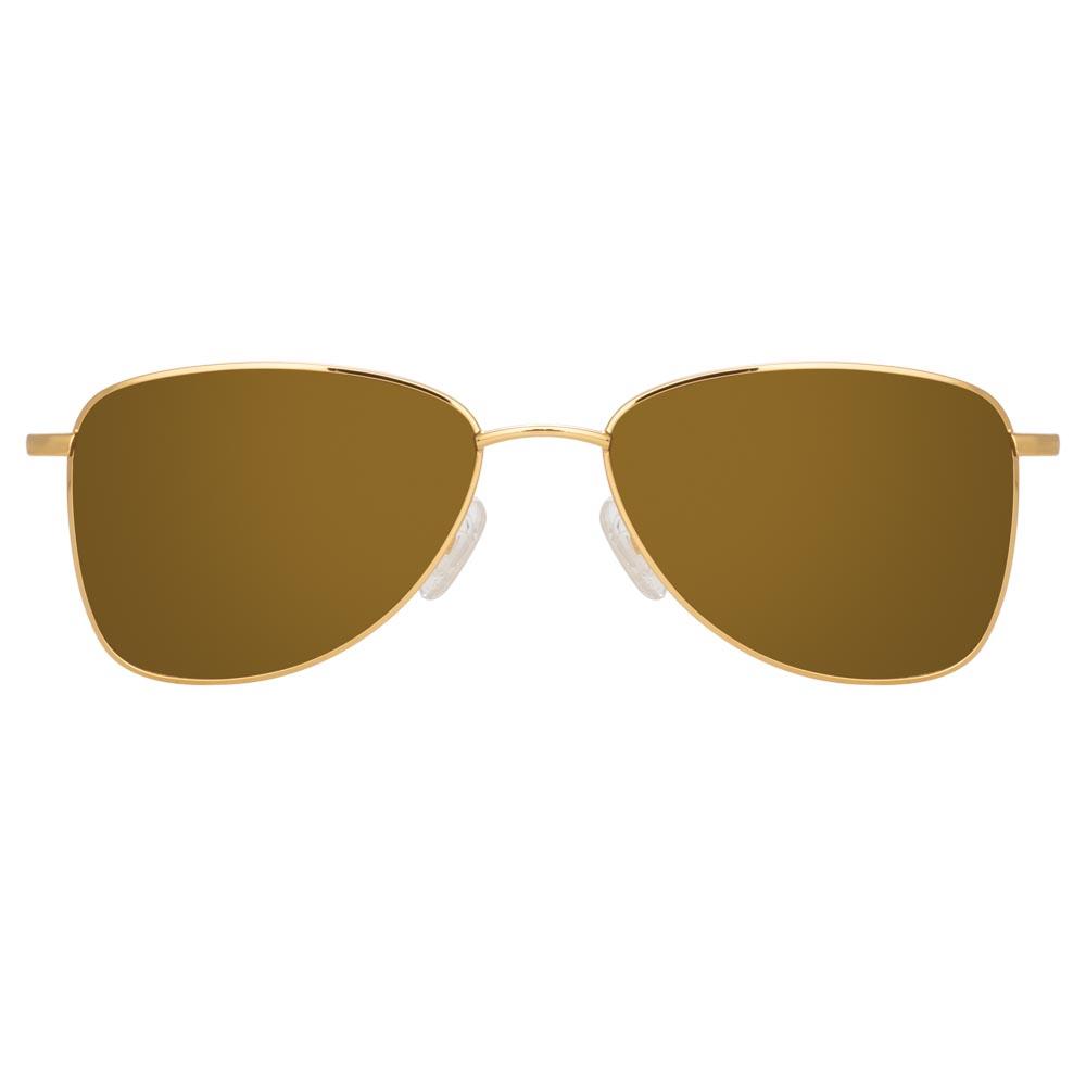 Color_DVN197C4SUN - Dries Van Noten 197 Aviator Sunglasses in Yellow Gold Tone