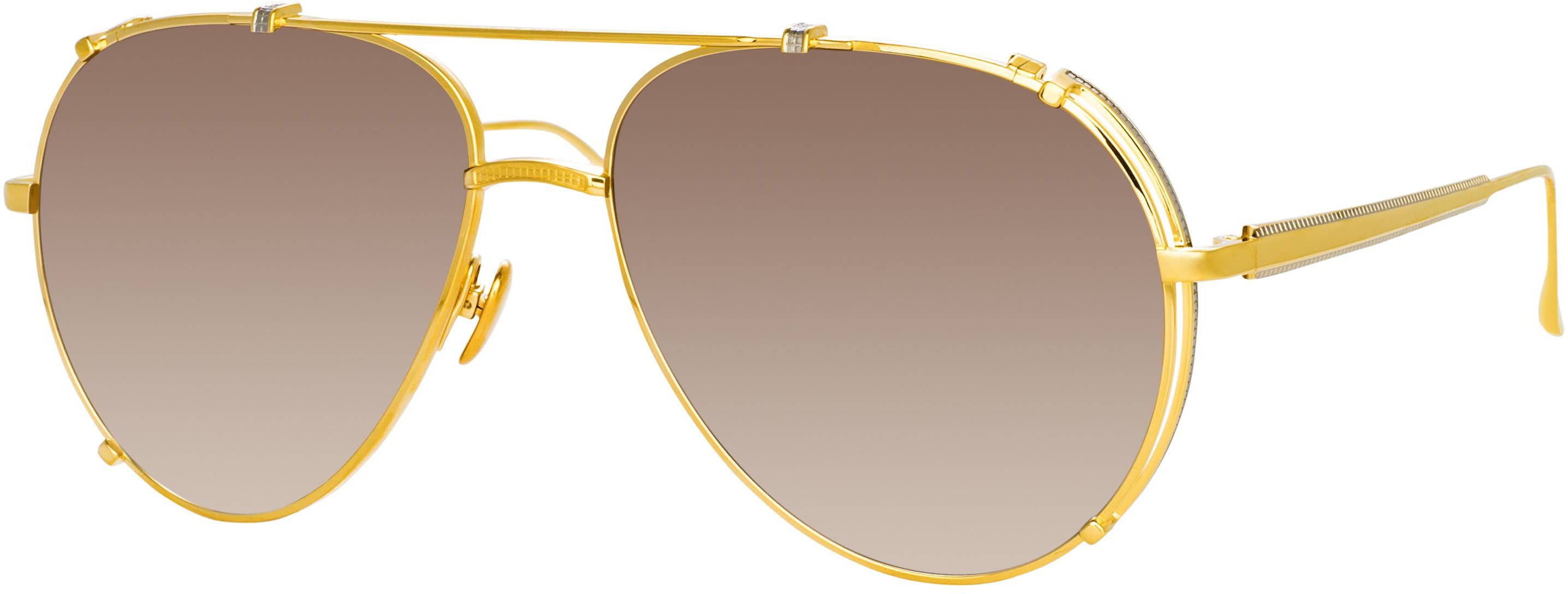 Newman Aviator Sunglasses in White Gold frame by LINDA FARROW